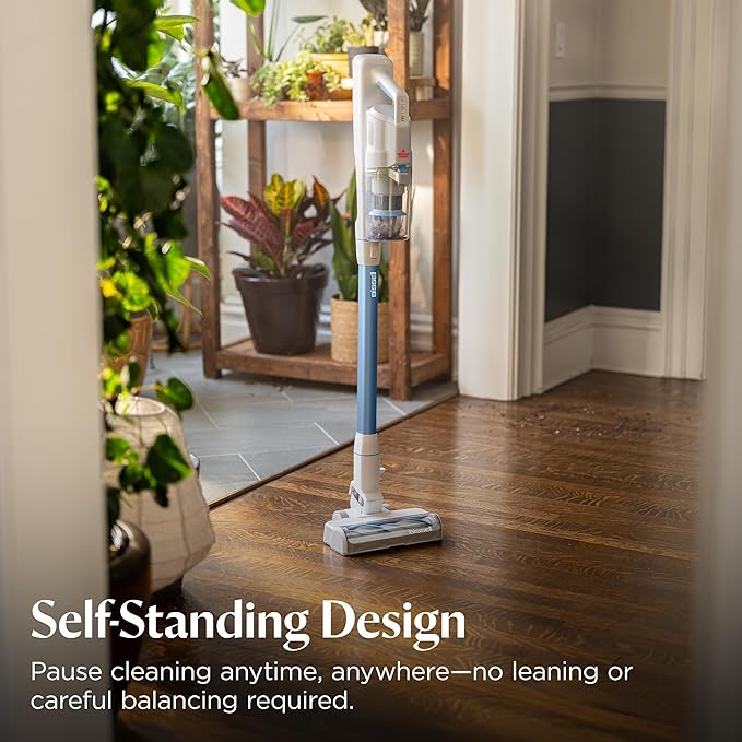 Bissell PowerClean 200W Self-Standing Cordless Vacuum w/Tangle Free Brush Roll, Removeable Battery, Wall Mount, Upholstery Tool & Bright Headlights, 4173