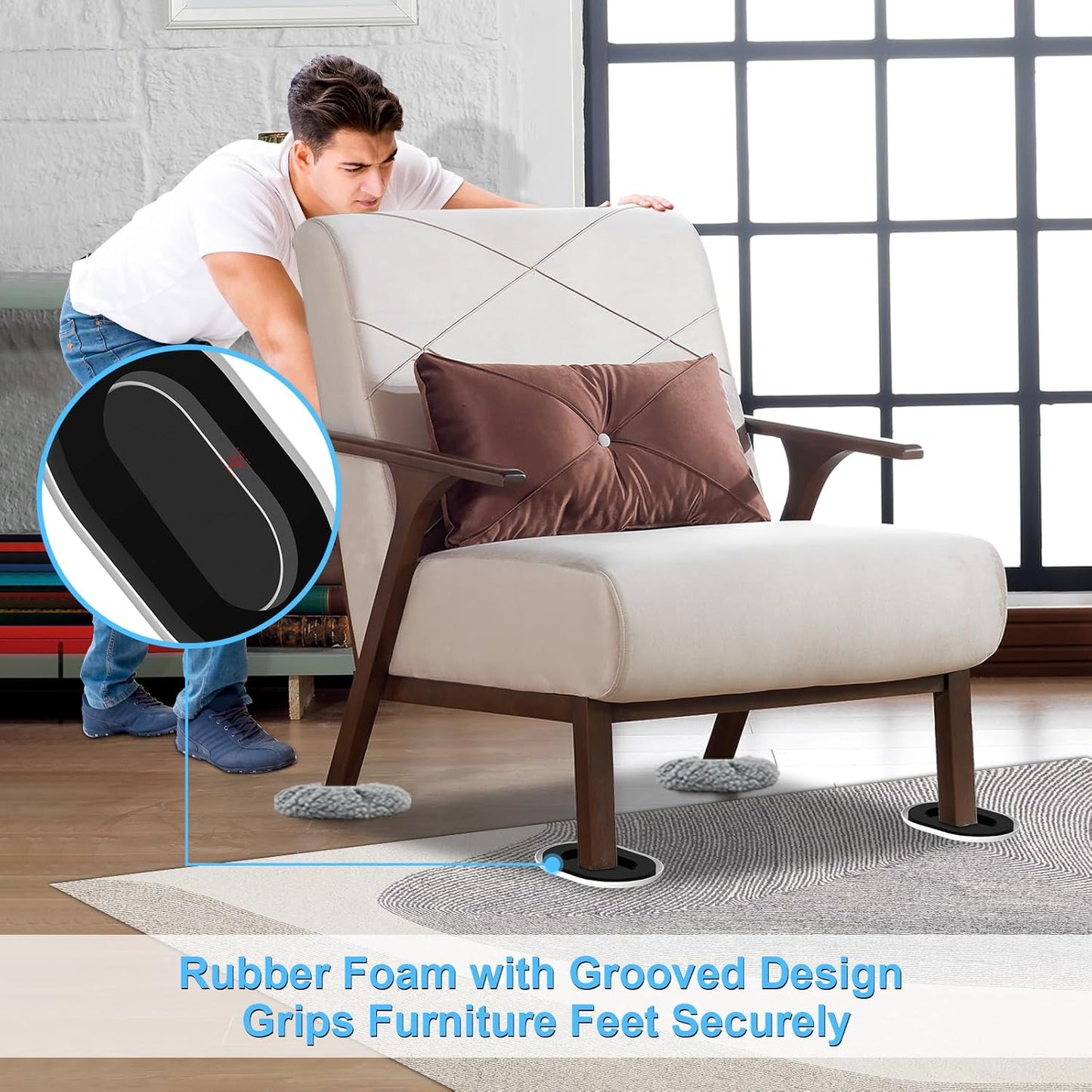 Furniture Sliders for Hardwood Floors: Multi-Surface 3-in-1 Furniture Movers Sliders - Moving Pads with 8PCS Carpet Sliders+4PCS Hard Floor Socks+1 Lifter - Protect Floor and Easily Move Furniture