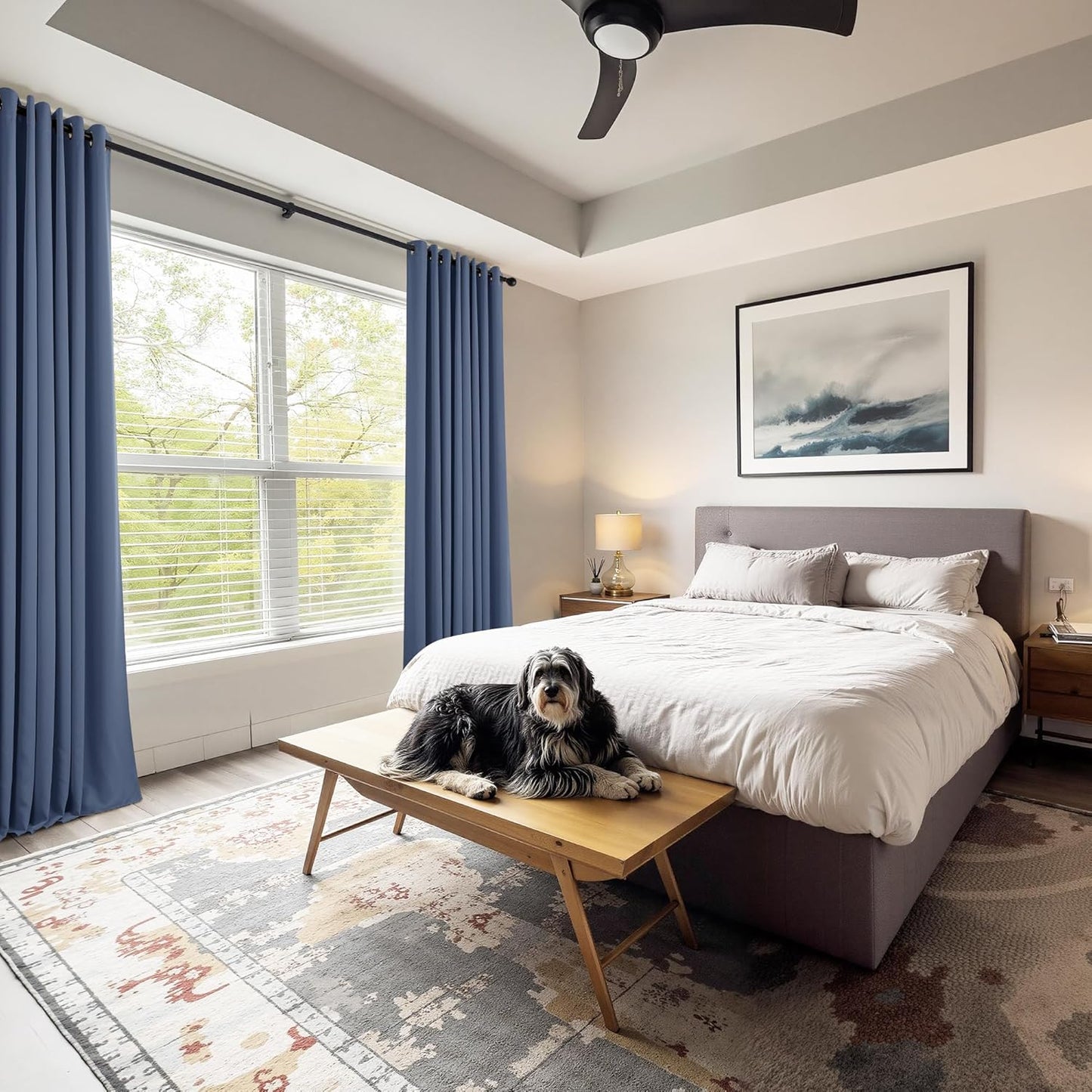 PONY DANCE Blue Thermal Blackout Curtains - Grommet Window Treatments Curtain Panels/Draperies Room Darkening Noise Reducing Home Decoration, Wide 42 x Long 72, One Pair