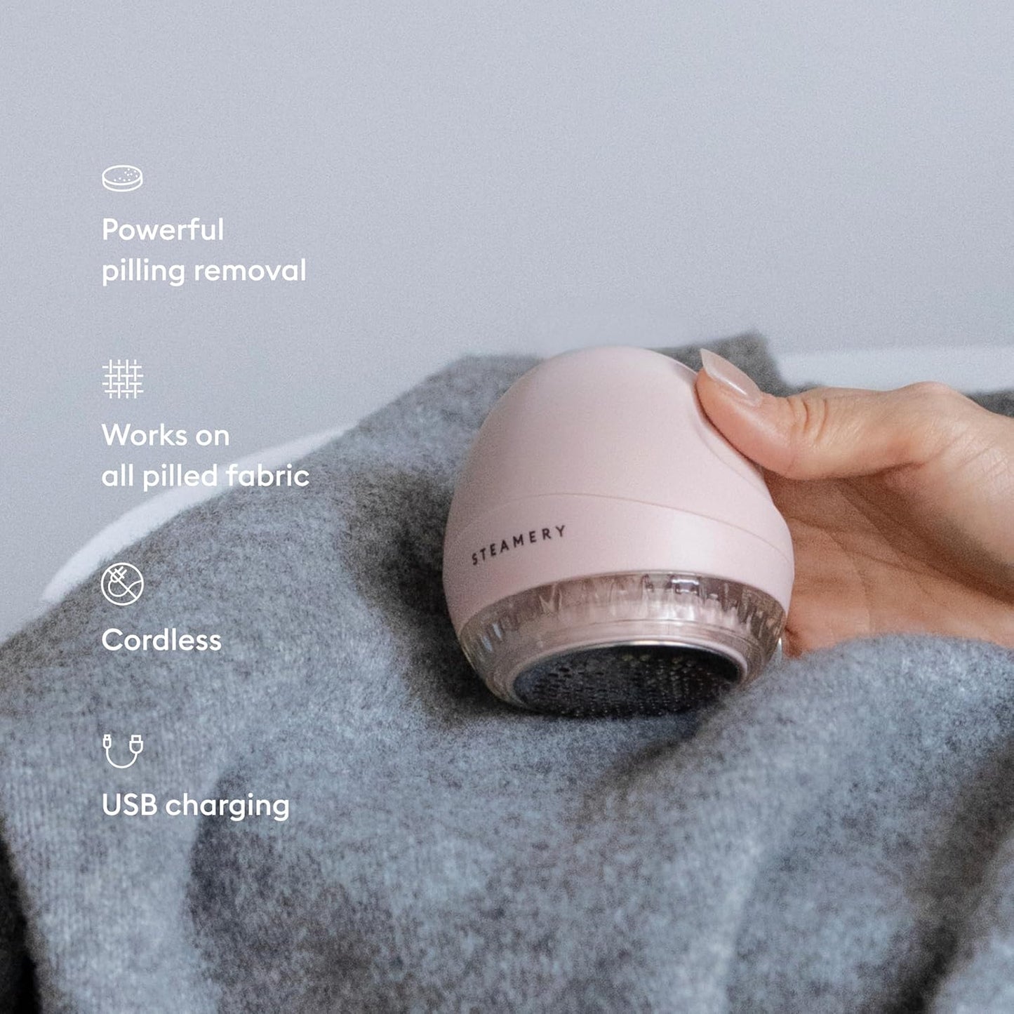 Steamery Fabric Shaver Pilo 1, Lint Remover for Pills and Bobbles, 5W, Portable, Rechargeable, Ergonomic, Scandinavian Design, Pink