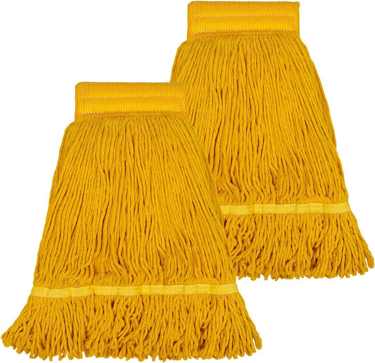 Pack of 2 Heavy Duty Commercial Mop Head Replacement, General Cleaning Mop Heavy Duty Commercial Replacement Wet Industrial Blue Cotton Looped End String Head Refill,Super Absorption and Durability