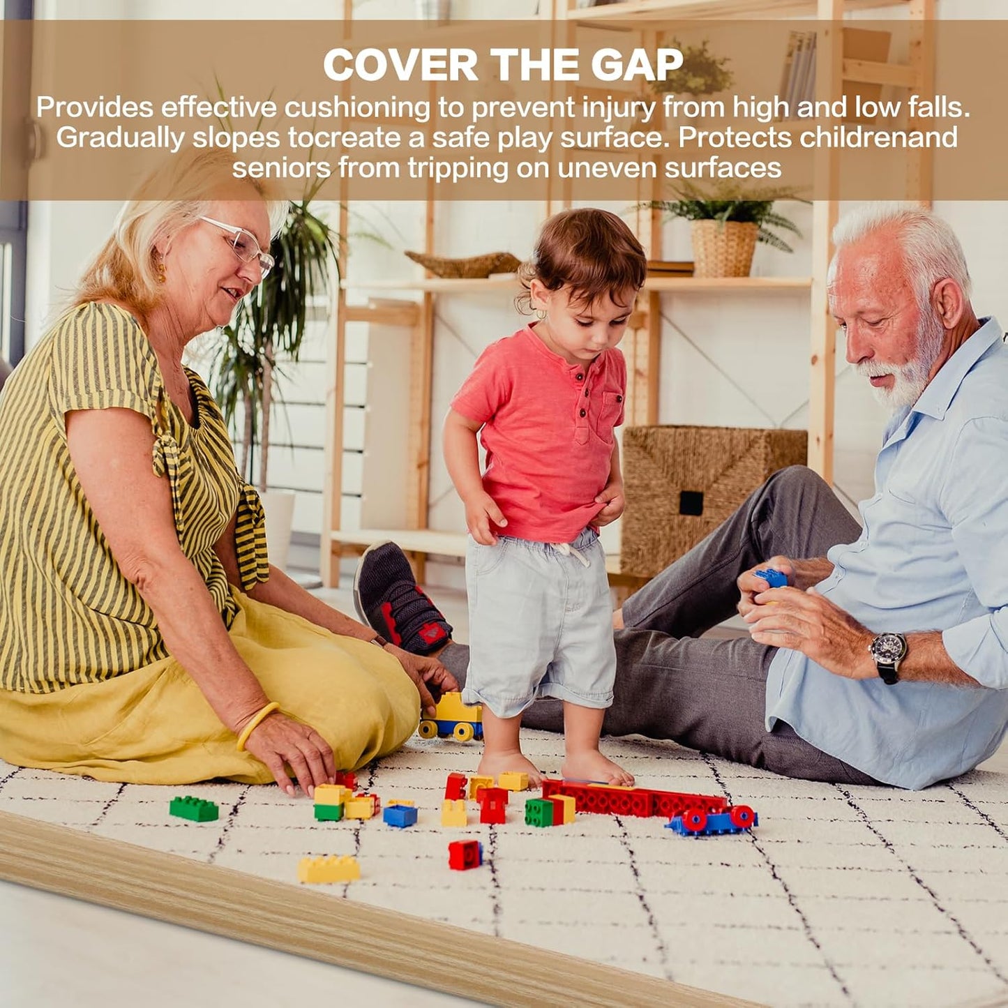 Floor Transition Strip Vinyl Door Threshold Ramp Self Adhesive Carpet Edging Strip Doorway Edge Trim, Overlap Edge Reducer for Laminate Carpet, Floor, Tile (Light Yellow Grain, 1/5" to 2/5", 10Ft)