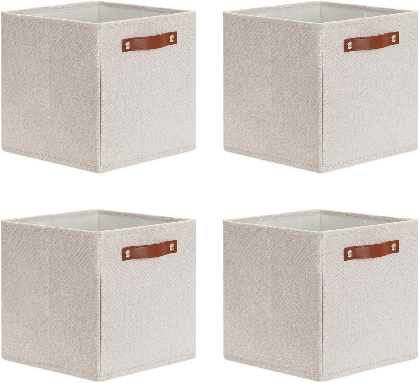 DULLEMELO Storage Boxes for Shelves Closet Storage,Sturdy Home Organization Bins for Gifts Empty,Foldable Fabric Storage Cubes Baskets for Nursery Toys Towels Clothes Storage(Beige)