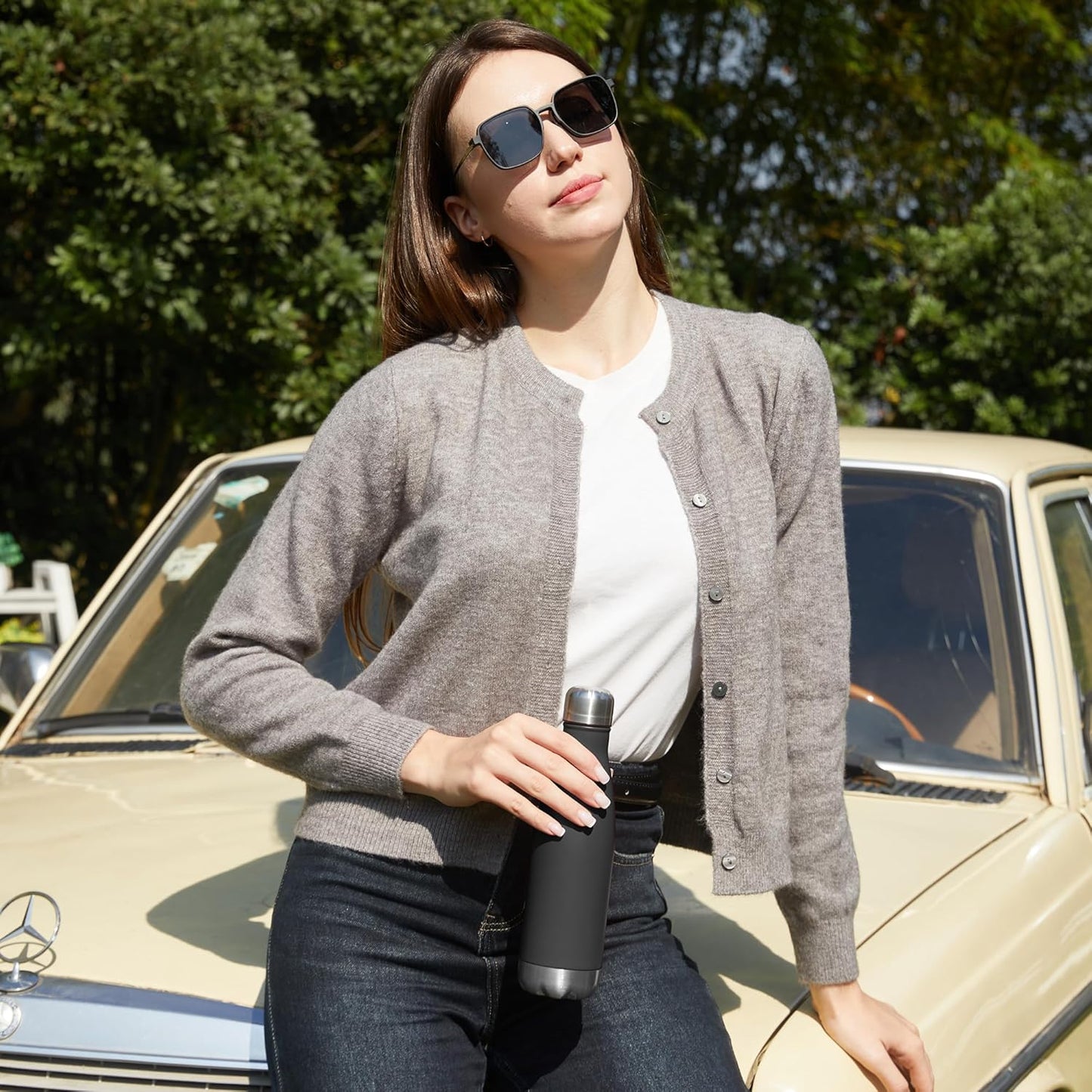 MEWAY 17oz Sport Water Bottle 12 Pack Vacuum Insulated Stainless Steel Leak-Proof Double Wall Cola Shape Water Bottle,Keep Drinks Hot & Cold (Black,12 Pack)