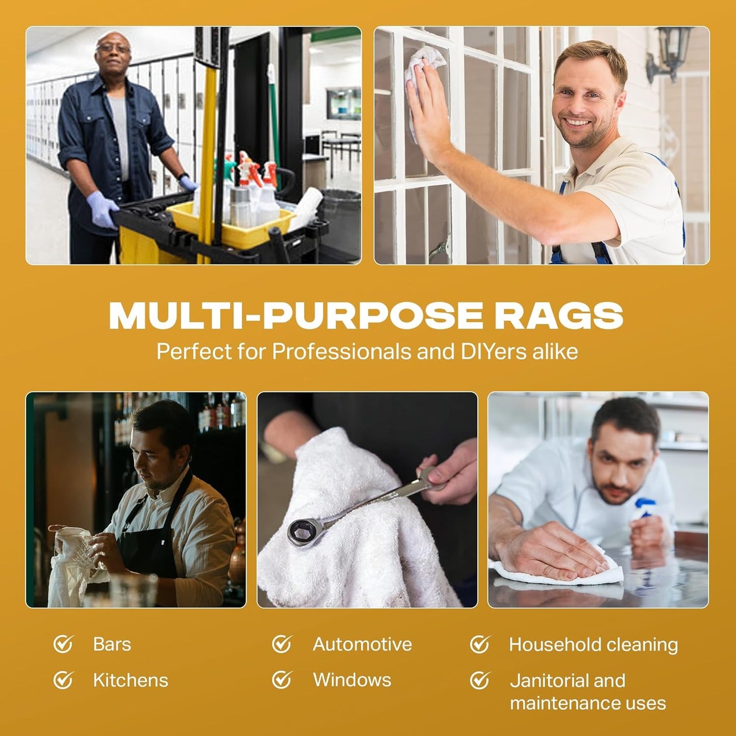 Angel-in-Armor White Terry Cloth Rags (16” x 19”) – 25lb Bulk Box of 100% Cotton Cleaning Rags – Reclaimed Towels for Plumbers, Shop Use, Janitorial, and Commercial Cleaning