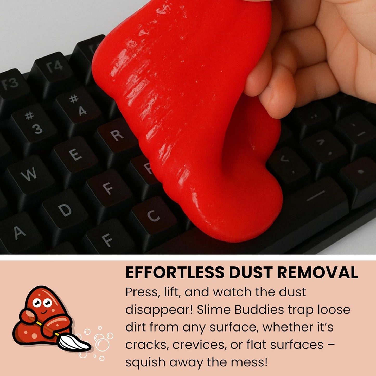 Slime Buddies Car Cleaning Gel Putty - Strawberry Scented Interior Detailing Tool for Cup Holders, Air Vents & Keyboard - Reusable Auto Detailing Accessories - Dust Remover Goop - Gifts for Men Women