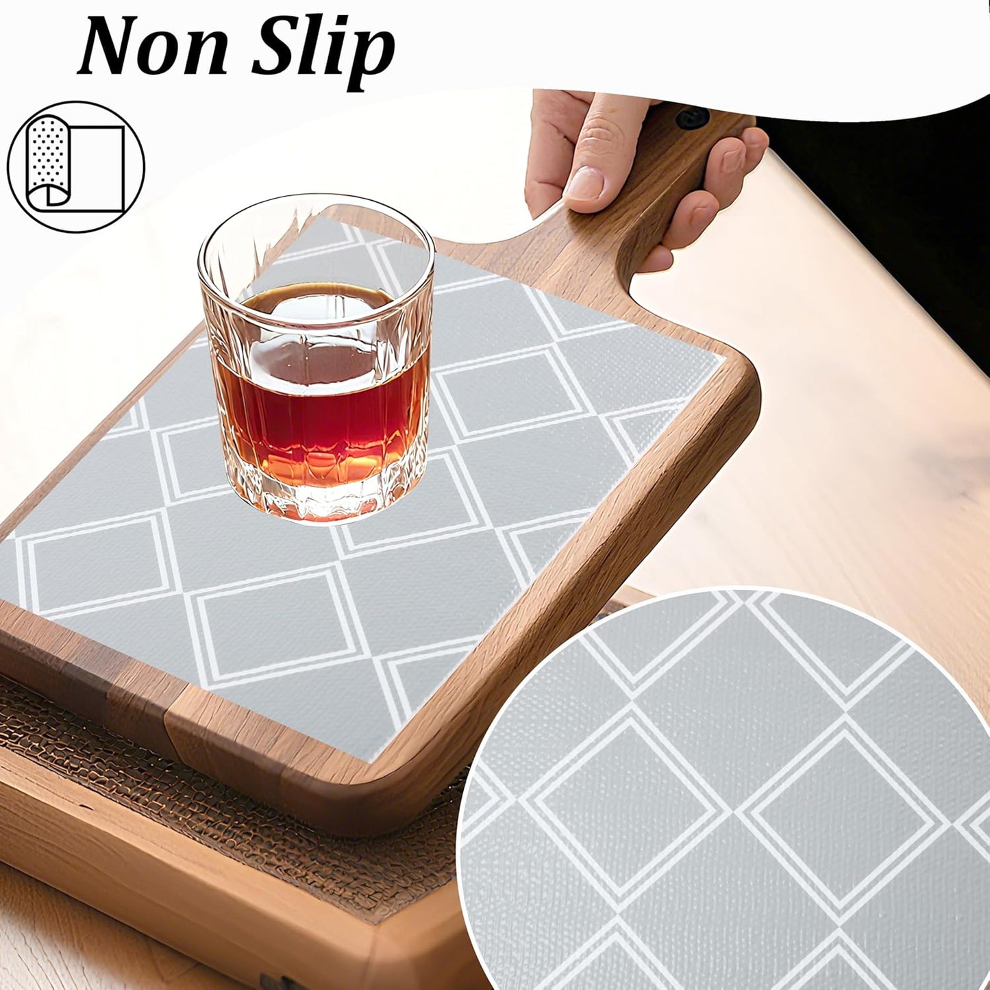 Kitchen Shelf Liner Non Slip 18 Inch X 20 FT Cabinet Liners for Shelves Waterproof Drawer Liners for Kitchen Cabinets Non Adhesive Cupboard Paper Liner for Bathroom Closet Fridge Dresser Pantry