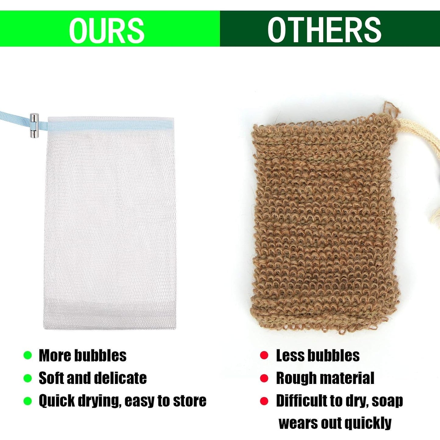 Cobahom 12 Pack Mesh Soap Bag Mesh Foaming Net Soap Sack Bags Soap Saver Pouch Net Bags with Drawstring for Bath & Shower （Blue）6x3.5Inch