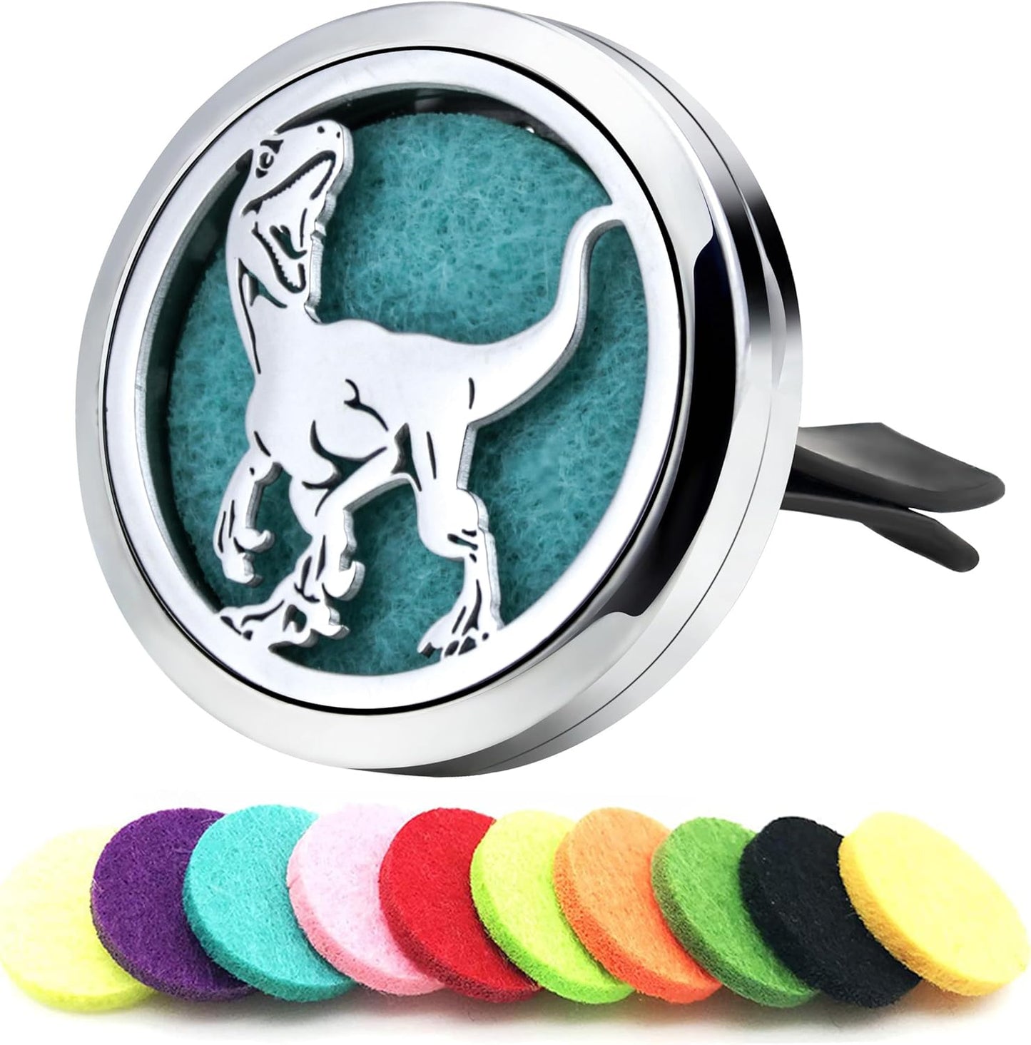 AZNECK Car Essential Oil Diffuser Vent Clip Car Diffuser Vent Clips Dinosaur Air Freshener 10 Felt Pads Car Accessories for Women Gifts