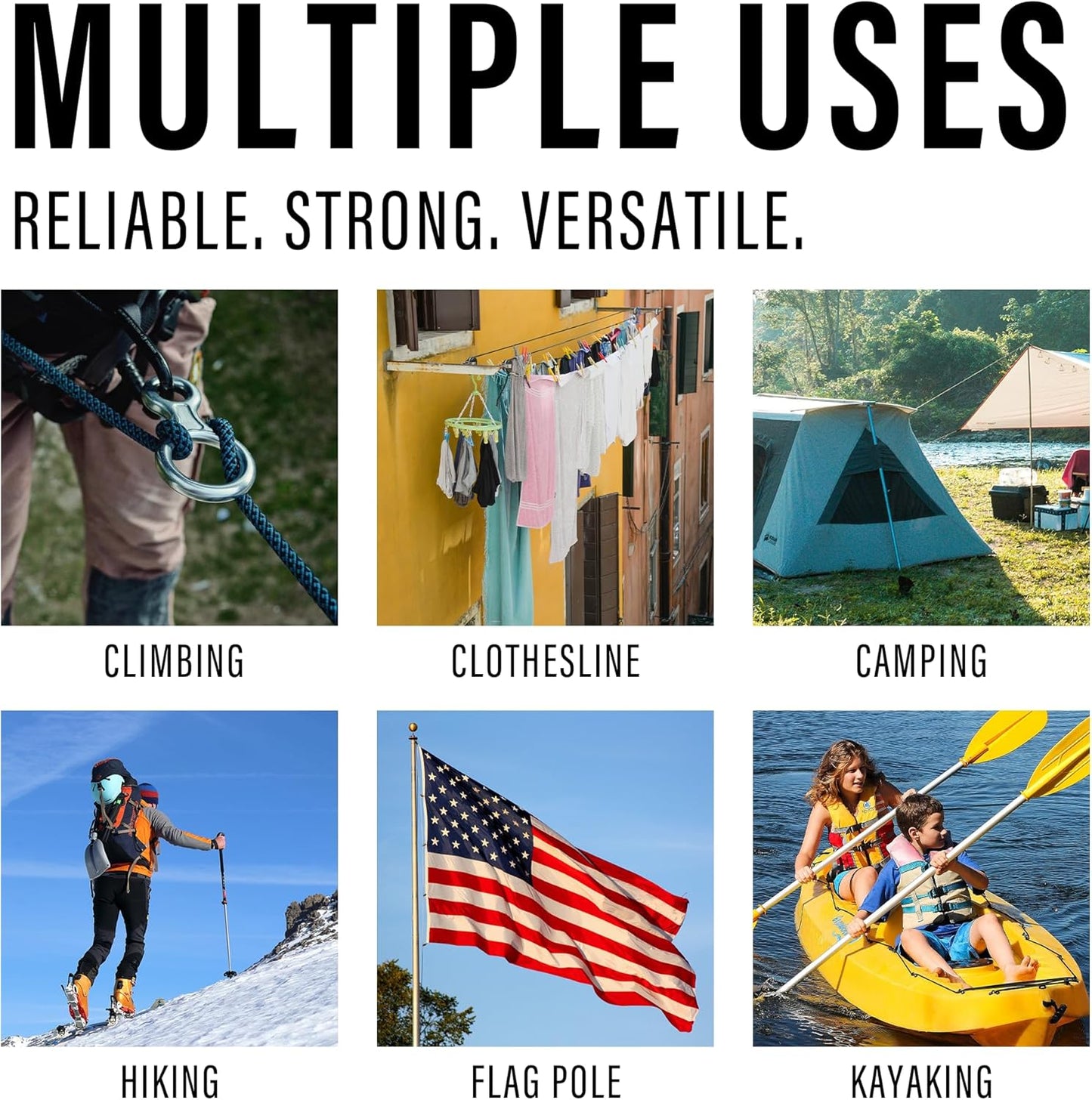 Diamond Braided Polypropylene Rope Nylon Rope Mix Thick Heavy Duty Ropes 3/8'' 100ft High Strength Perfect for Clothesrope Camping Hiking and Other Outdoor Activities Black