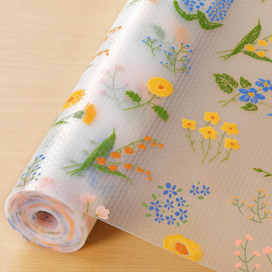 INNOLITES Non-Slip Shelf Liner – Cabinet & Drawer Liner Non-Adhesive – Waterproof Oil-Proof – Durable EVA with Floral for Kitchen Cabinets Refrigerator – BPA-Free, Easy to Cut 11.8" x 236"