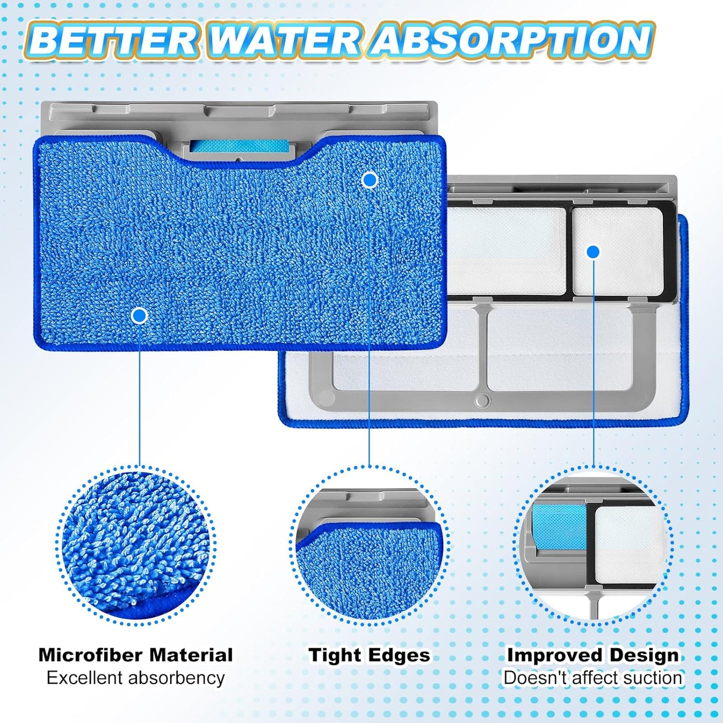 KEEPOW Reusable Mop Pads Refills Compatible with Shark VACMOP VM252 VM200 VC205 VM250 VM190 Cordless Hard Floor Vacuum Mop, Reusable VMP30 Compatible with VACMOP Replacement Pads, 4+2+1 Pack