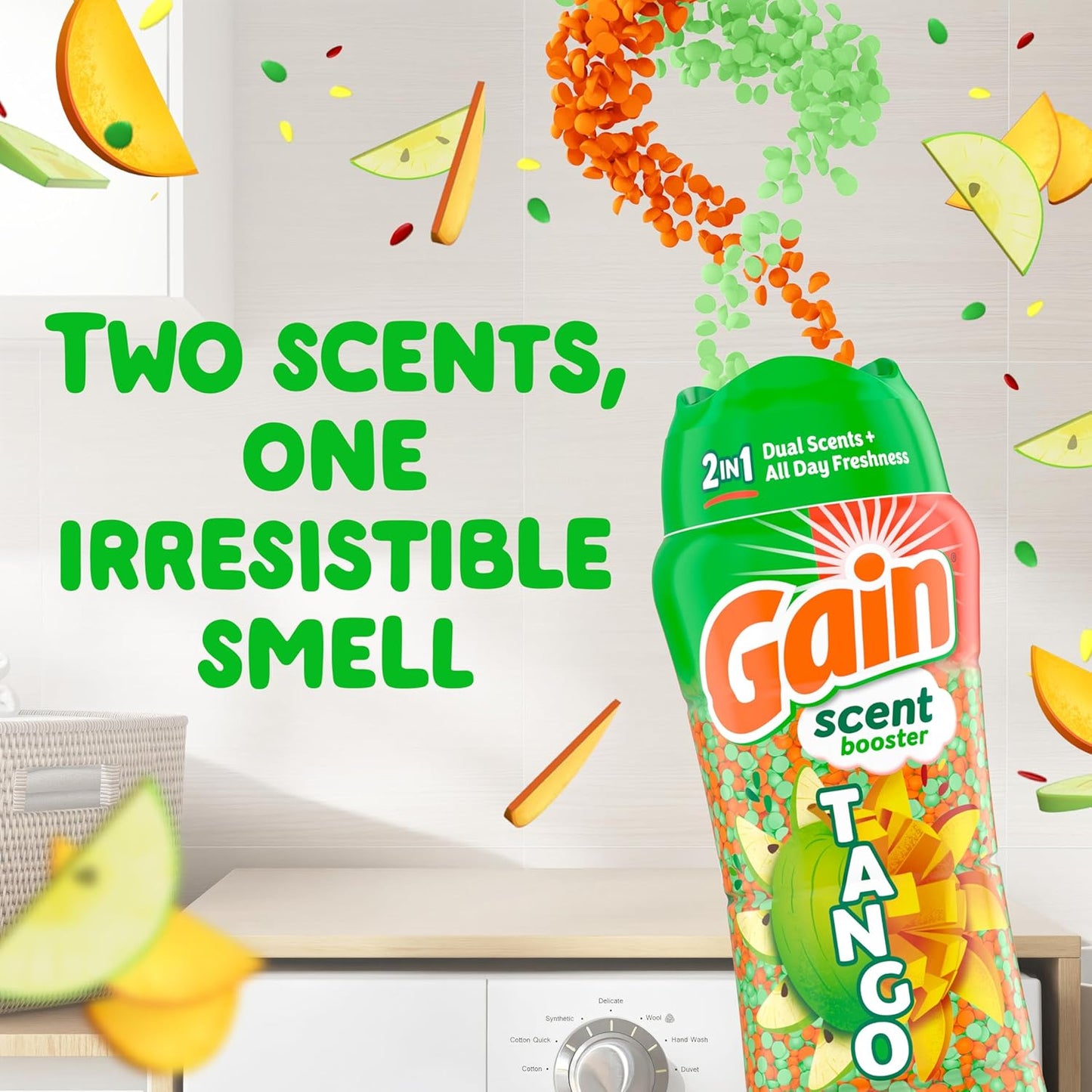 Gain Tango 2-in-1 Laundry Scent Booster Beads, Apple and Mango Scent, 10.7 OZ, Laundry Beads with Dual Scents Plus All Day Freshness