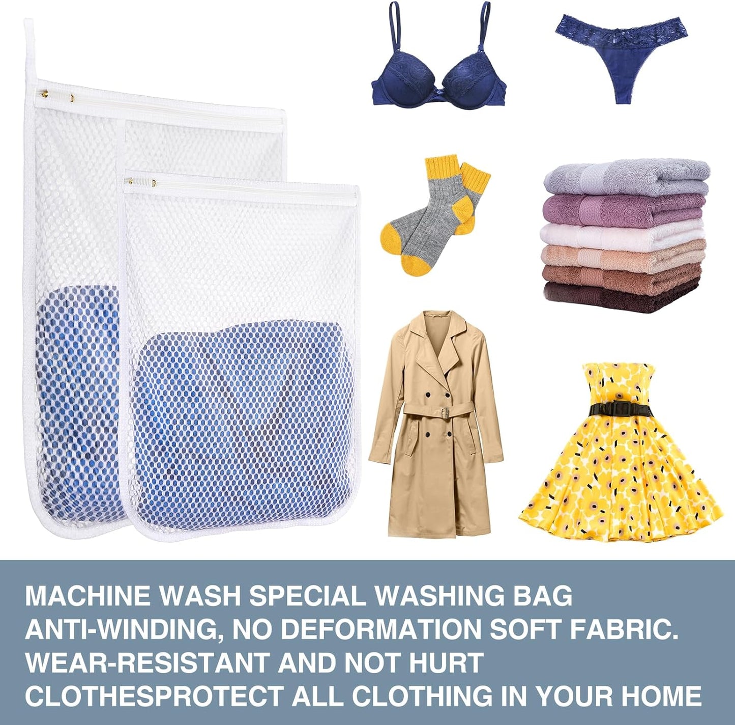 4 pcs Durable Honeycomb Mesh Laundry Bags for Delicates 16" x 19" (2 Large) 12" x 15" (2 Medium)