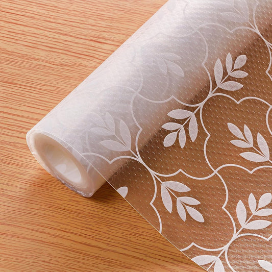 Cooyes Shelf Drawer and Cabinet Liner, Washable Oil-Proof Shelf Liners for Kitchen Cabinets, Shelves, Refrigerator, Non-Adhesive Drawers Mats(Transparent, 11.8 x 118 Inch)