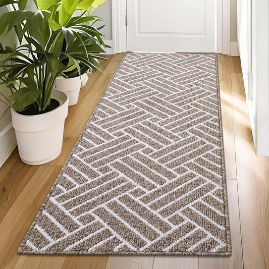 OLANLY Runner Indoor Door Mat, 70x23 Inch, Dirt Resistant and Absorbent, Non-Slip Rubber Backing Floor Mats, Easy Clean Low-Profile Doormat for Entryway, Front Door, and Inside Entrance, Khaki