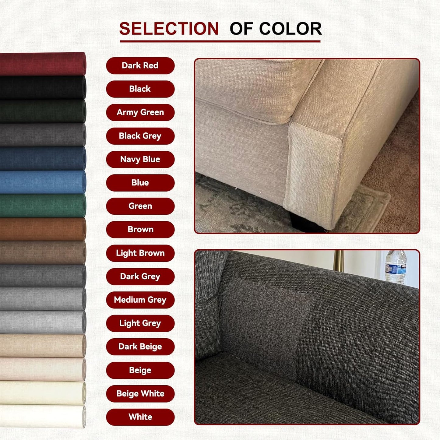 Linen Repair Tape 16x90 inch, Self Adhesive Fabric Patches, Linen Patch Tape Kit, Fabric Repair Tape for Couch Sofas, Headboards, Chairs, Pillows, Curtains, Couches - Black