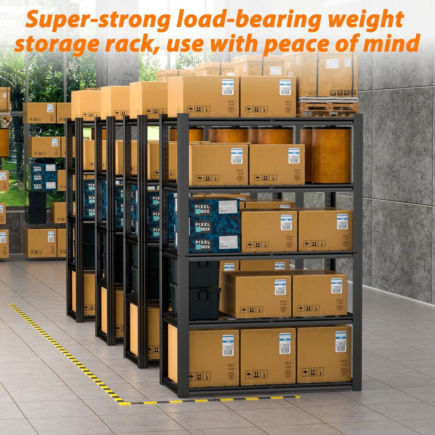 48" W Garage Shelving Heavy Duty,2800LBS Storage Shelves,5-Tier Adjustable Metal Shelving Utility Shelf Rack Garage Storage Organize for Storage Industrial, Warehouse, Basement