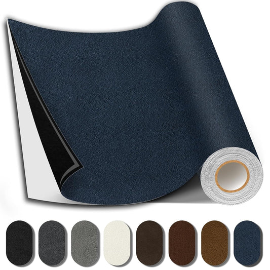 Suede Repair Patch, Large Fabric Repair Tape, Self-Adhesive Patches for Furniture, Couch, Sofa, Car Interior, Shoes, Hand Bag, Clothing (Dark Blue, 3.5X79 Inch)