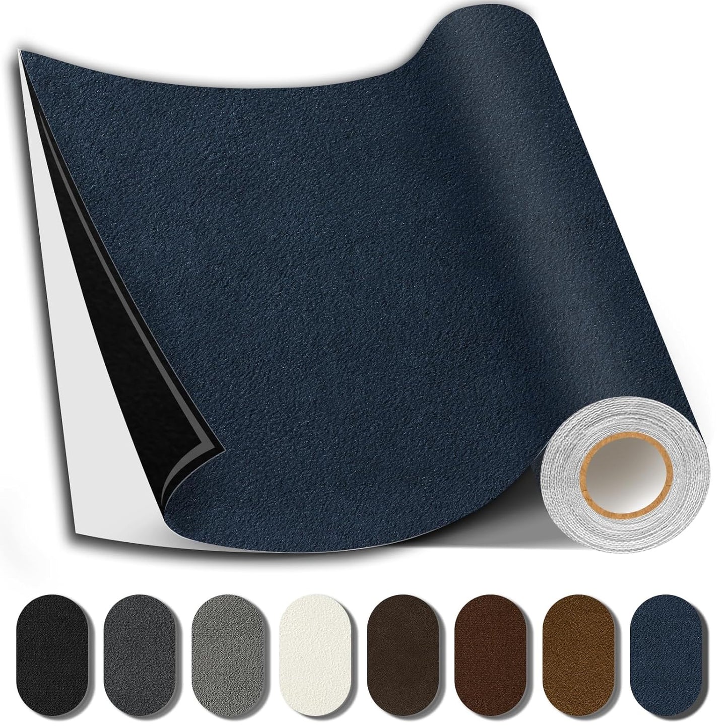 Suede Repair Patch, 17X79 Inch Fabric Large Repair Tape, Self-Adhesive Patches for Furniture, Sofa, Car Interior, Shoes, Hand Bag, Clothing (Dark Blue, 17X79 Inch)