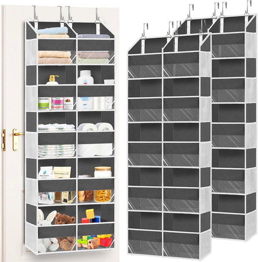 2 Pack Over the Door Organizer 5 Tiers, Extra Large Behind Door Storage of 10 Compartments, 80 lbs Weight Capacity Over Door Organizer, Door Hanging Organizer for Closet, Diaper Organizer,Room storage
