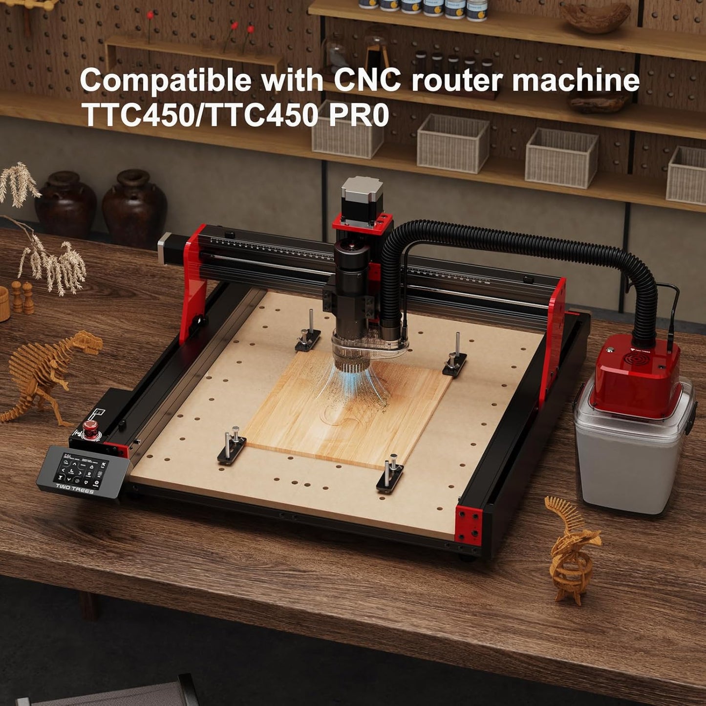 Dust Collector for CNC Machine, Air Filtration System and Powerful Suction 6000Pa, Large Capacity 2.8L Dust Extraction System CNC Kit Compatible with CNC TTC450 Seriers