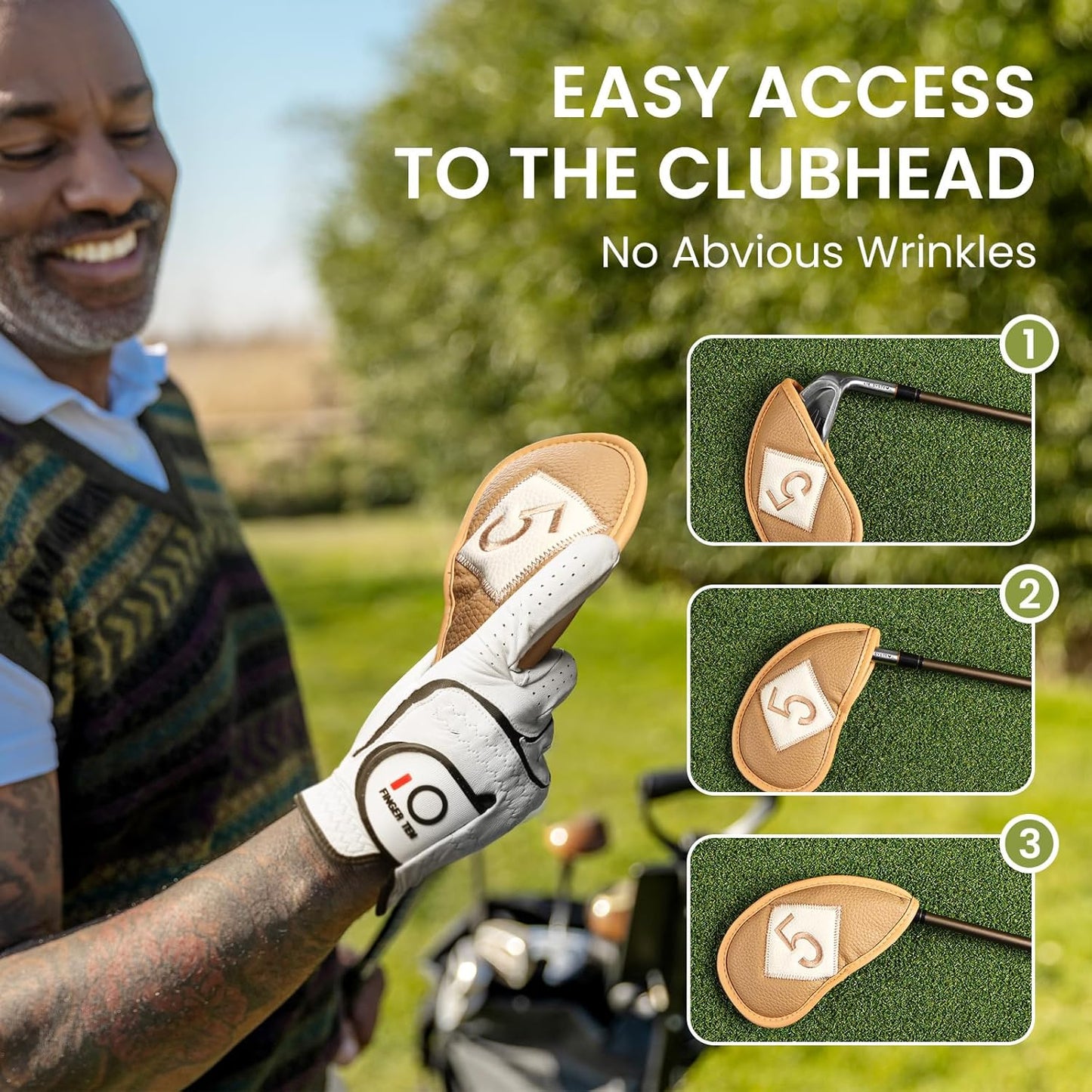 FINGER TEN Premium Synthetic Leather Stylish Iron & Wedge Golf Head Covers Value 12 Piece Set, Embroidered Labels & Fits Most Clubs Gift Set, Travel Protection Accessories