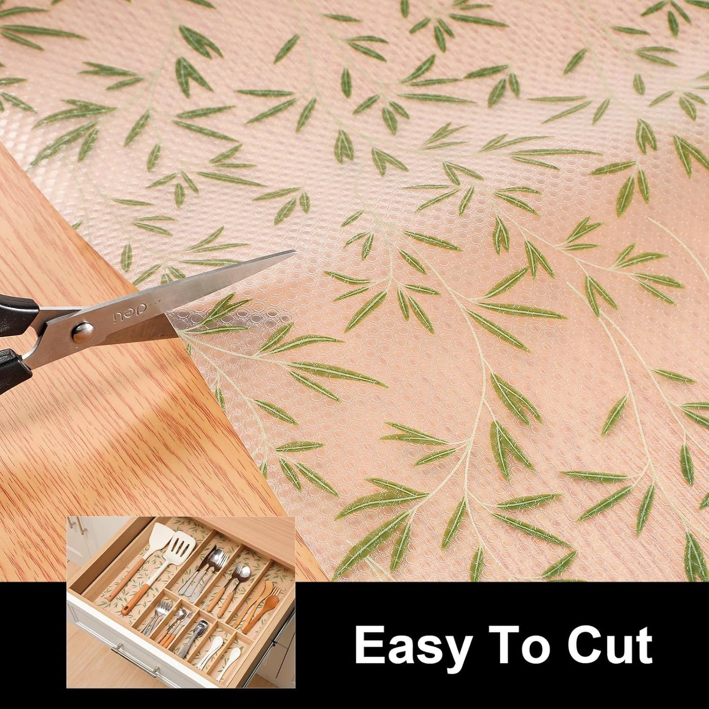 Cooyes Shelf Liners for Kitchen Cabinets Refrigerator Liners Waterproof & Oil-Proof Kitchen Cupboard Liner Drawer Mats EVA Material Non Adhesive Fridge Liner for Shelves