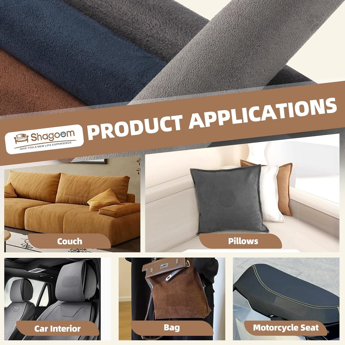 Suede Repair Patch, 17X158 Inch Fabric Large Repair Tape, Self-Adhesive Patches for Furniture, Sofa, Car Interior, Shoes, Hand Bag, Clothing (Brown, 17X158 Inch)