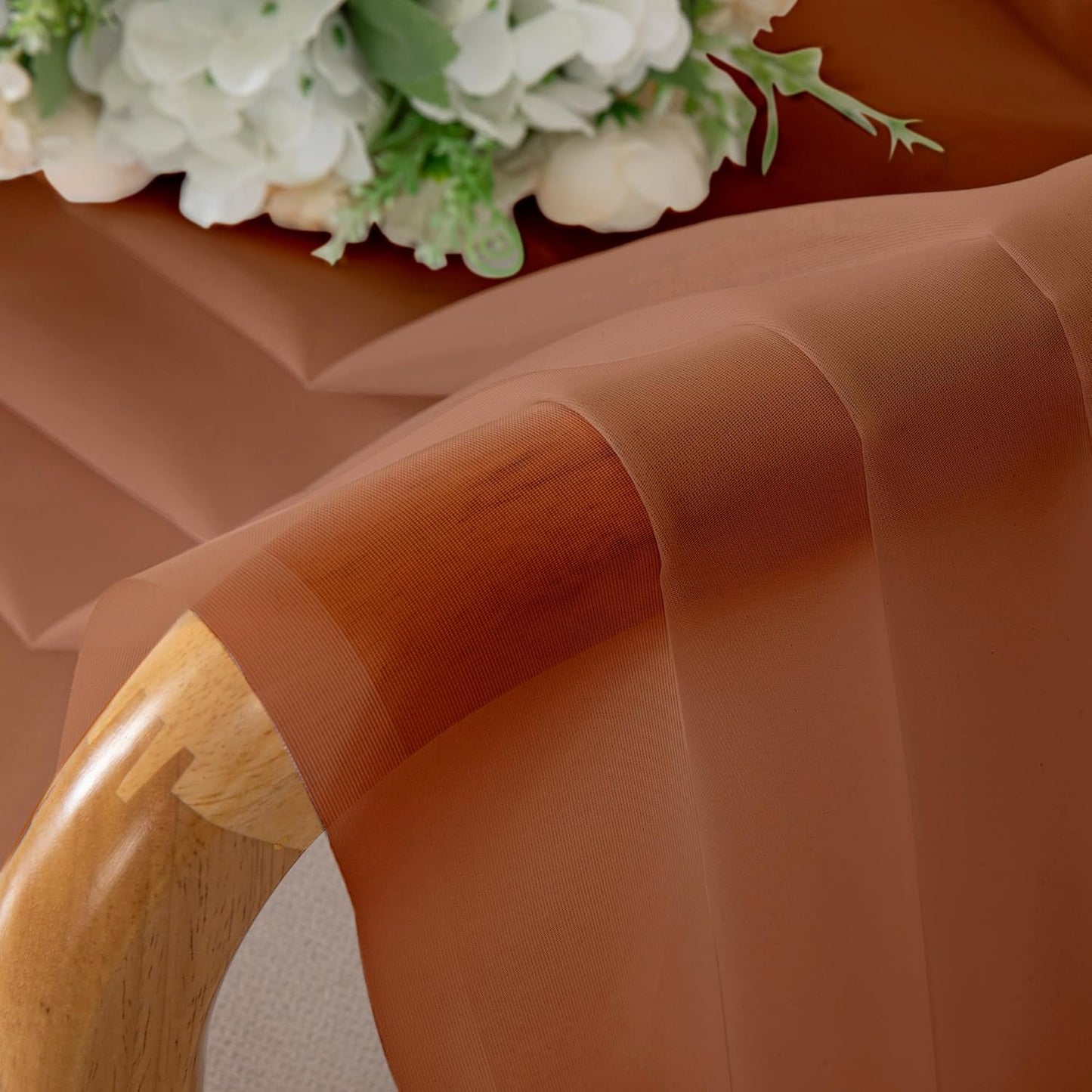 Chyhomenyc Orange Sheer Curtains 36 inch Length 2 Panels, Light Filtering Voile Rod Pocket Short Window Curtians for Bathroom Living Room Farmhouse Small Windows, 42Wx36L inches