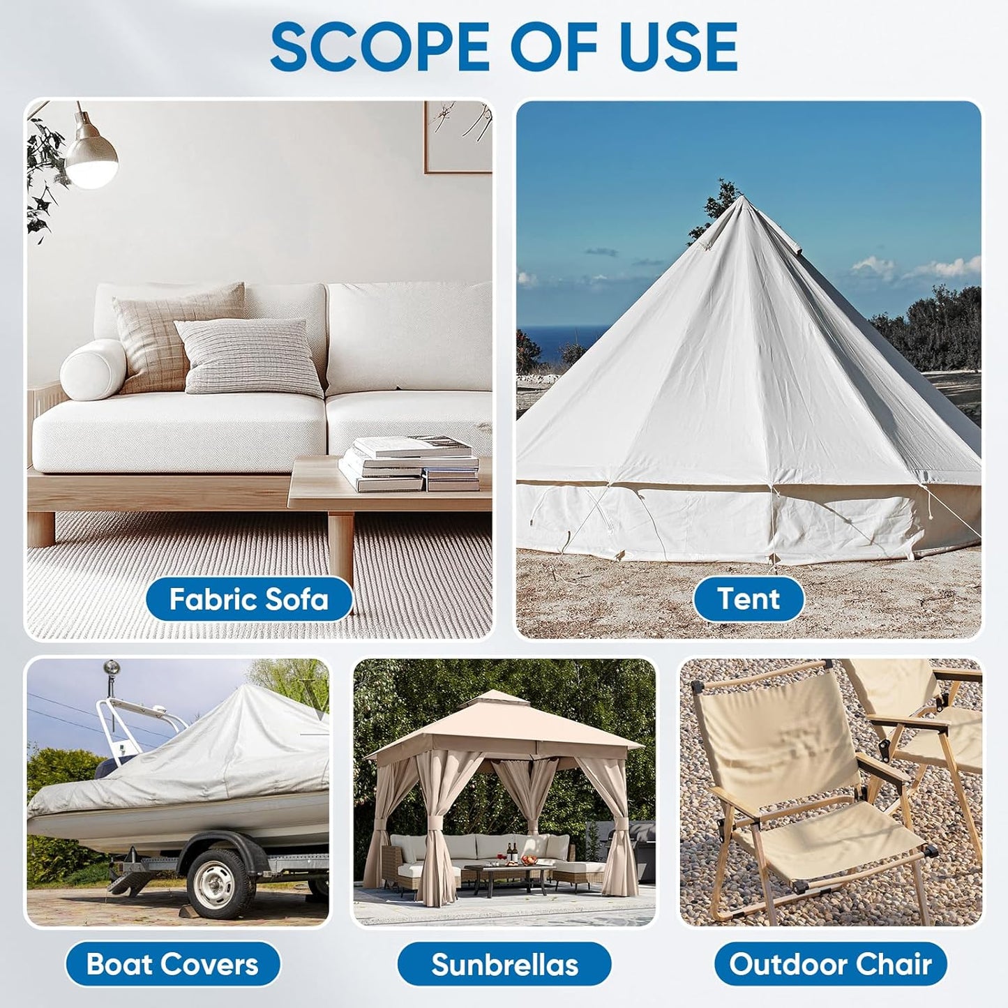 Oversized Canvas Patch 16 "x31, Self-Adhesive Waterproof Canvas Patch Set for Repairing Tents, Couch, Boat Covers, Camping Chairs, Awnings, Car Seats.（Gray）