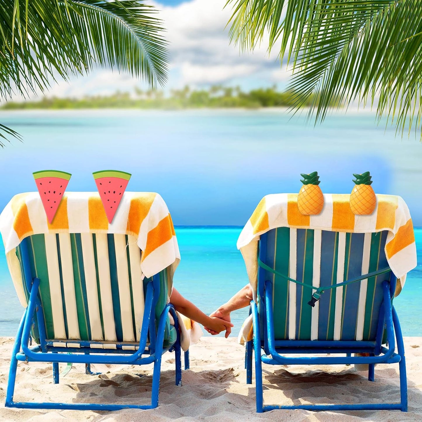 Sieral 8 Pcs Beach Towel Clips Beach Chair Pool Clips for Chairs Plastic Windproof Holder Funny Decorative Clothespins for Patio Accessories Summer, 4 Styles(Cute Style)