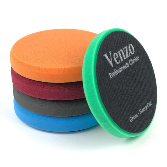 Venzo 5 Inch Buffing Polishing Pads, 5 Pcs 5.5" inch Front Side for 125mm Backing Plate, Buffing Polishing Kit, Cutting, Polishing & Waxing Pads for Car Buffer & Polisher