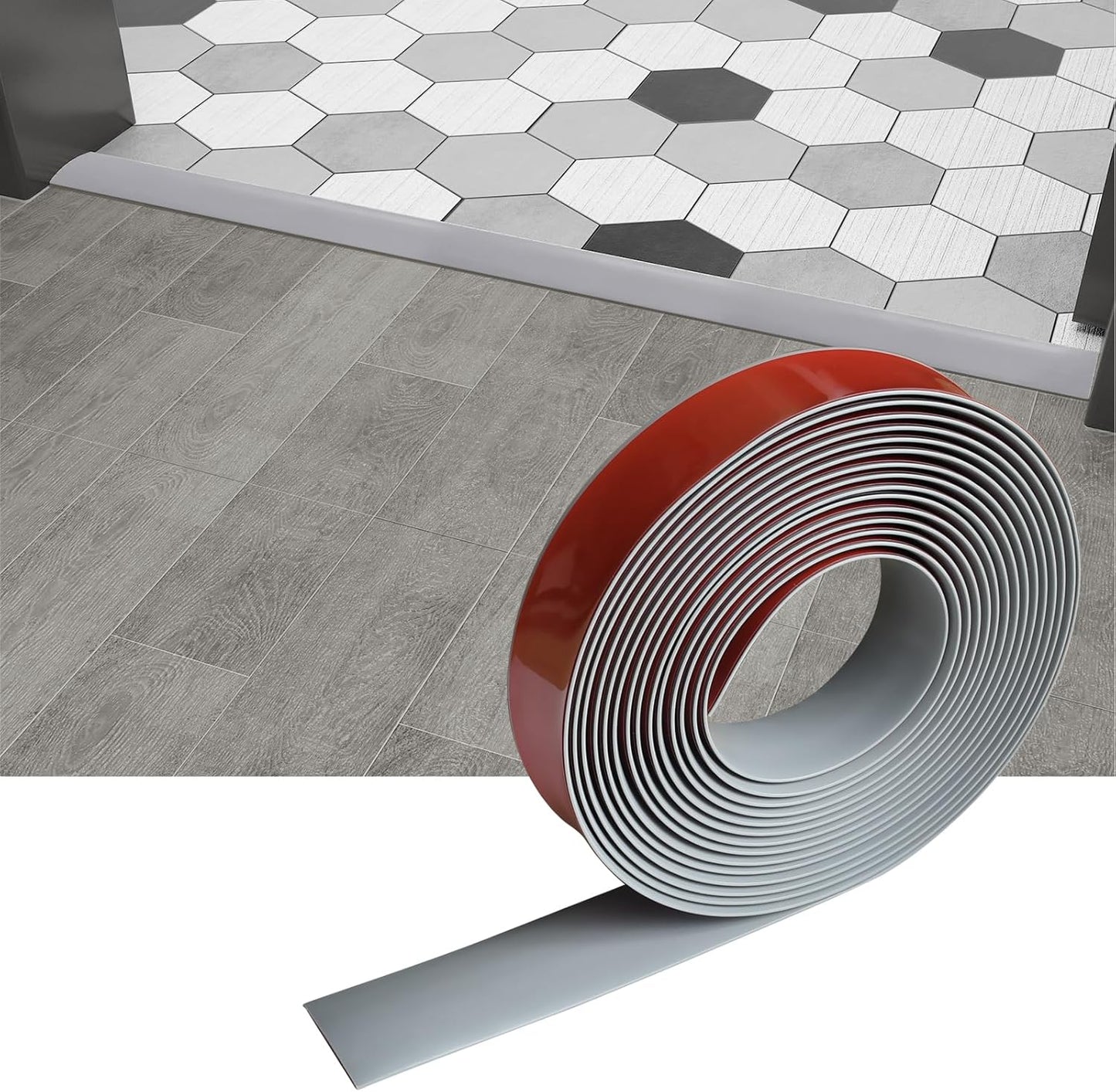 Floor/Door Flat Transition Strip & Self-Adhesive Vinyl Edge Trim - Laminate Gap Covering Joining Strip