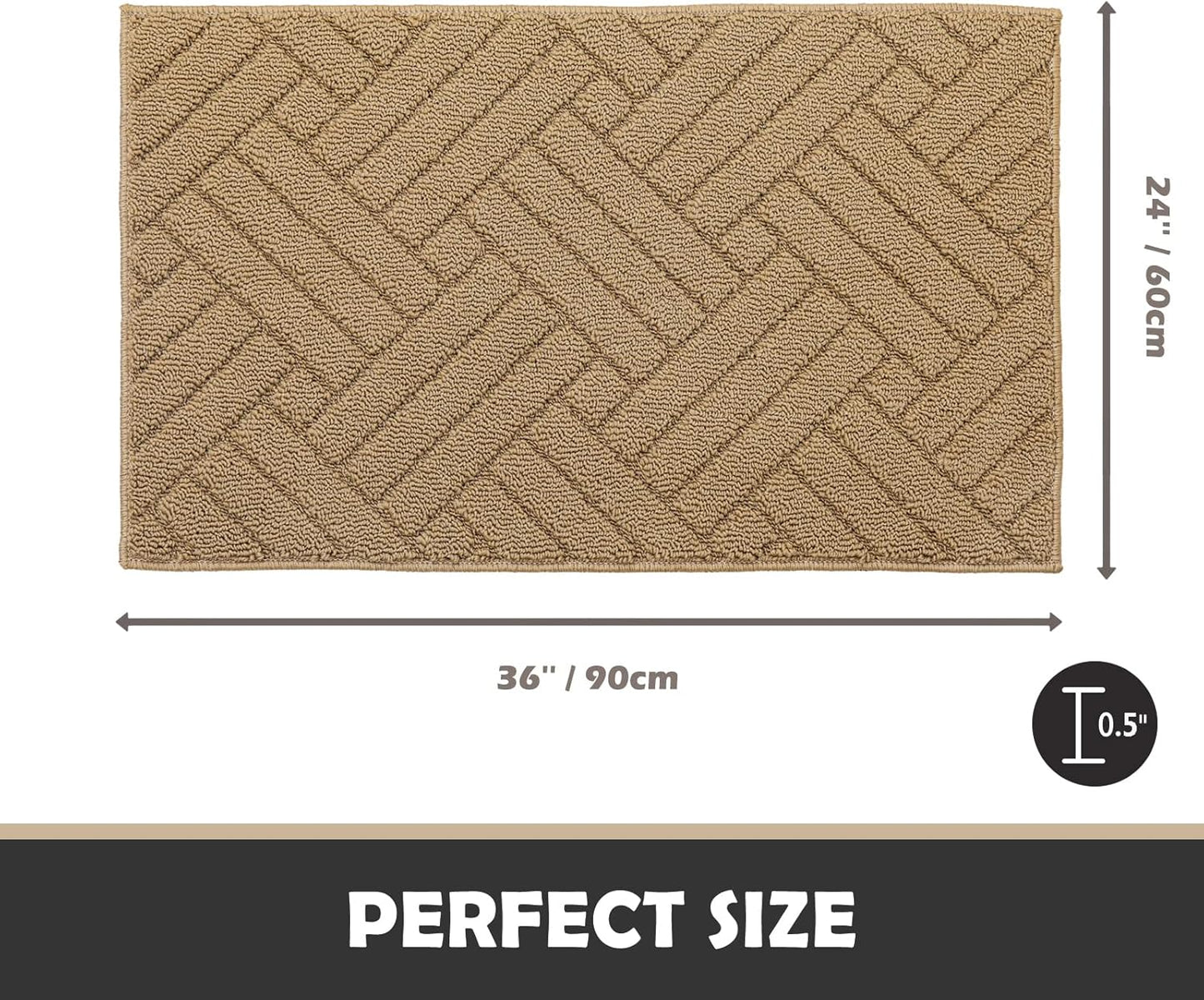 Door Mat Indoor Doormat, Entryway Rug Door Mats Non-Slip Rubber Backing, Low-Profile Entrance Rugs, Absorbent Resist Dirt Doormats Inside Floor Door mat for Entryway,24" x36 Brown