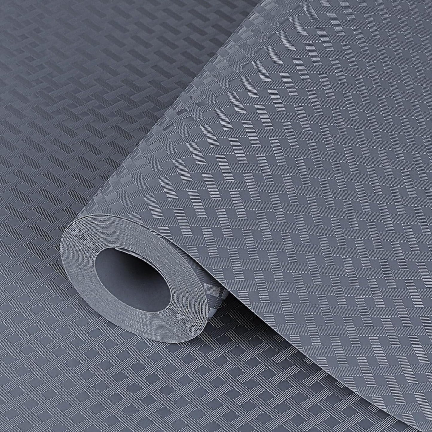 Shelf Liners 20 in x 20 ft EVA Drawer Mats, Non-Adhesive Cupboard Pad, Kitchen Cabinet Lining Fridge Cushion (Gray Crossed Stripe, 50.8x610cm)