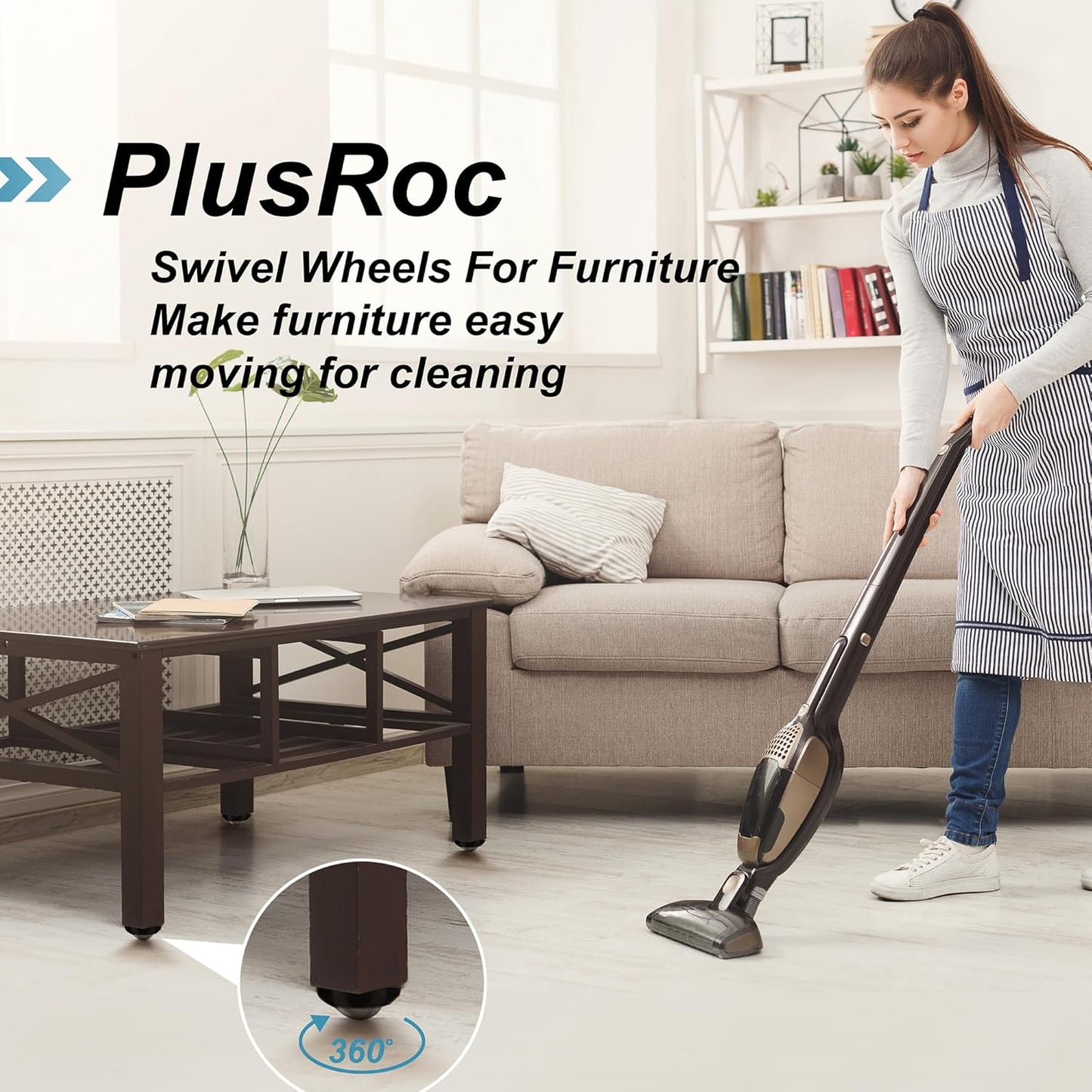 PlusRoc 8 Pack Self Adhesive Caster Wheels 1 Inch for Appliance Sliders Rollers, Load Capacity 28LBS Per Wheel, Low Profile Swivel Wheels for Furniture Storage Bins, Black