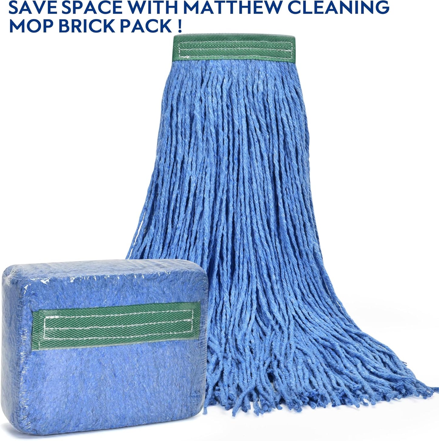 Matthew Cleaning 24oz 12Pack Cotton Mop Head Replacement,Looped-Open String Heavy Duty String Mop Refills, Universal Headband Blend,Floor Cleaning for Home, Industrial and Commercial Use(Blue)