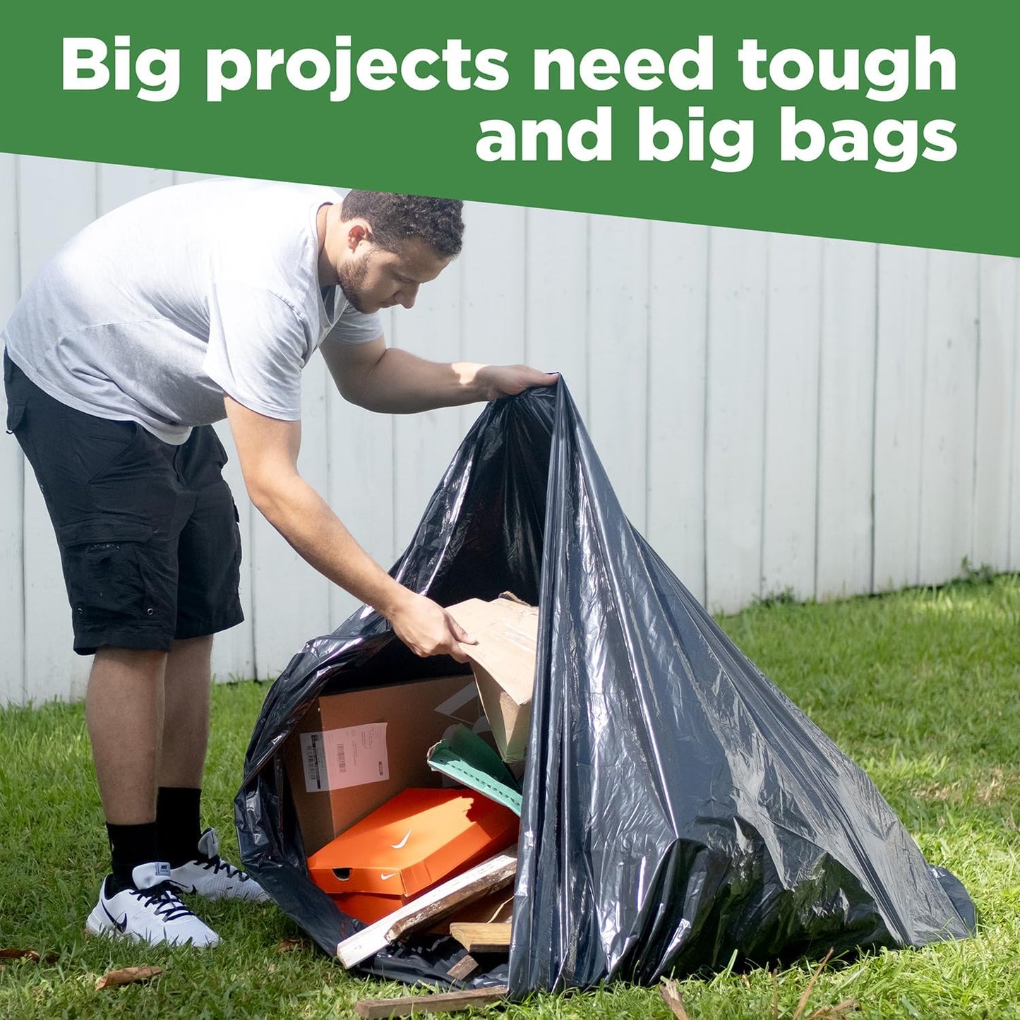 ToughBag 95-96 Gallon Trash Bags Heavy Duty, Black Garbage Bags (50 COUNT) Extra Large 90, 95, 96, 100 Gallon Can Liners - Made In USA