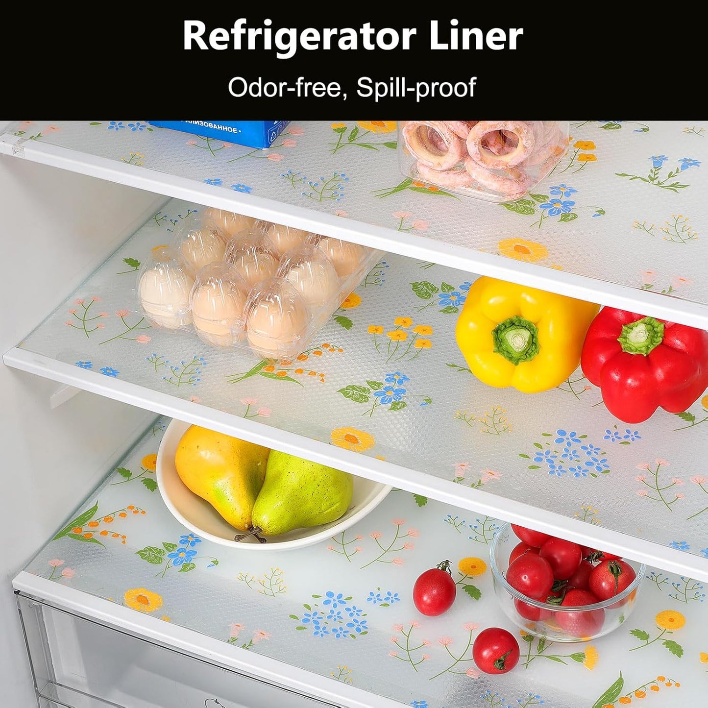 INNOLITES Non-Slip Shelf Liner – Cabinet & Drawer Liner Non-Adhesive – Waterproof Oil-Proof – Durable EVA with Floral for Kitchen Cabinets Refrigerator – BPA-Free, Easy to Cut 11.8" x 360"
