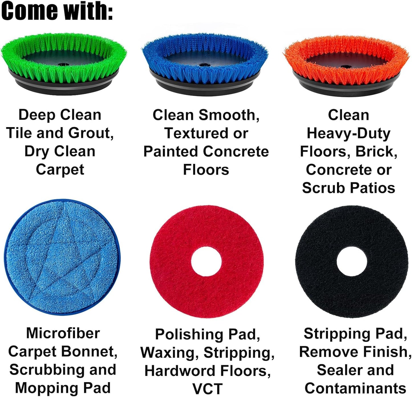 Commercial Floor Scrubber Machine, 13" Heavy Duty Orbital Floor Cleaner Buffer and Polisher- Deep Cleaning Hard Floors and Carpets with Ease, 3 Brushes & 3 Cleaning Pads, Orb-6