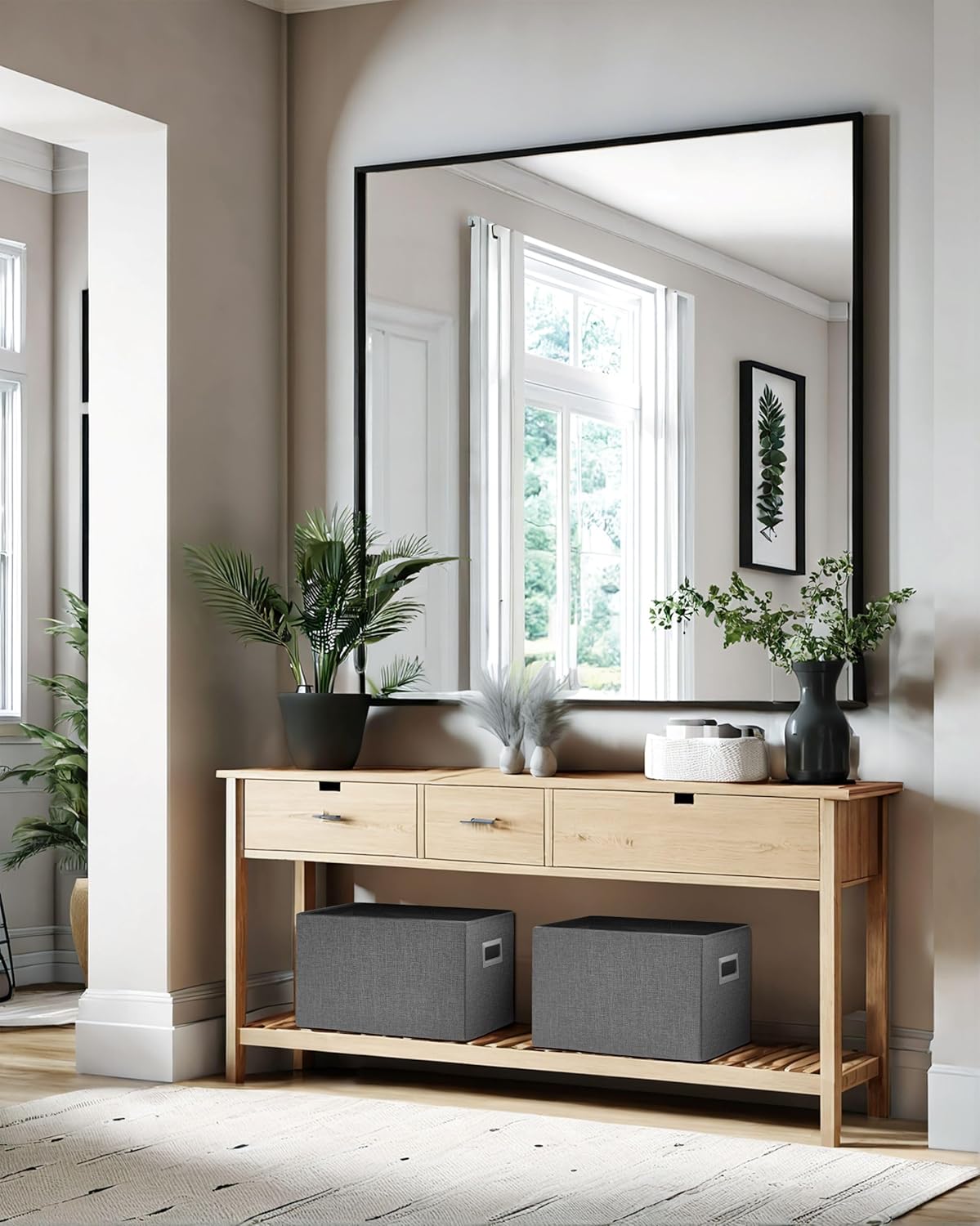 DECOMOMO Storage Bins for Shelves Robust Fabric Closet Bins for Shelves Toy Storage Clothes Books (Pack of 3 – Charcoal)