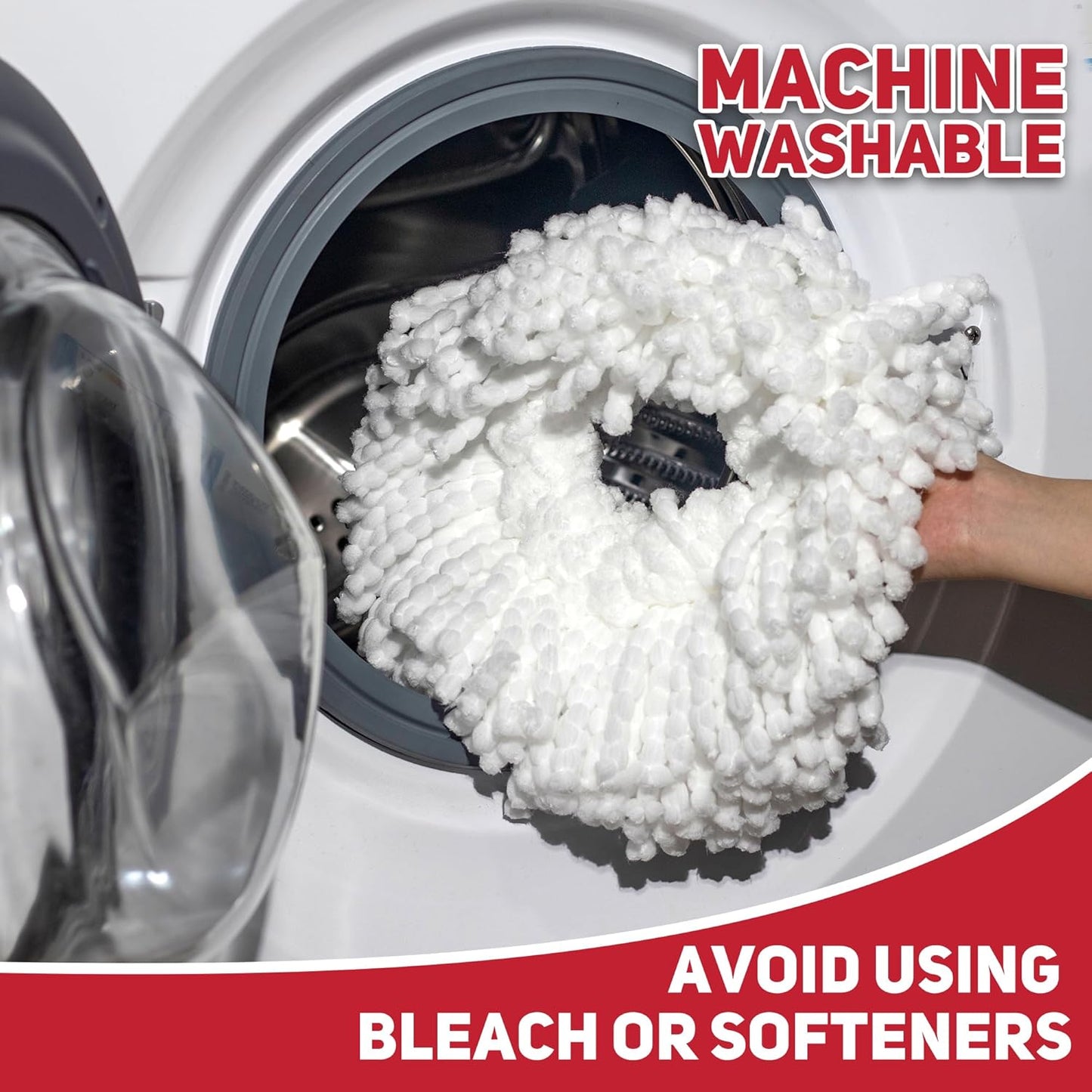 Mop Replacement Heads - 4 Pack Microfiber Refill Heads Universal for 360°Spin Magic Mopping,Hurrica,Mopnad and Cassabel (4pc-White)