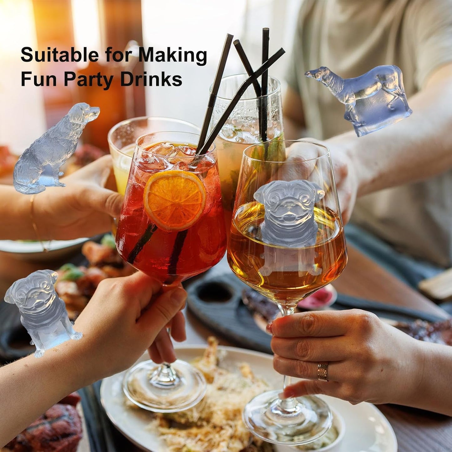 3D Pug Dog Ice Cube Silicone Molds Tray for Whiskey, Cocktail, Drink Decor, Bar; Rich Details. Fun Animal Shape Large Dogs Candle Epoxy Resign Mold; Pug Gifts for Women Kids Puppy Lover, 2 Pack