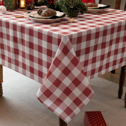 Classic Gingham Buffalo Tablecloth Fabric - Oblong 58x144 Inch Water Proof Checkered Table Cloth for Indoor Outdoor - Table Cover for Birthday, Picnics, BBQs, and Parties