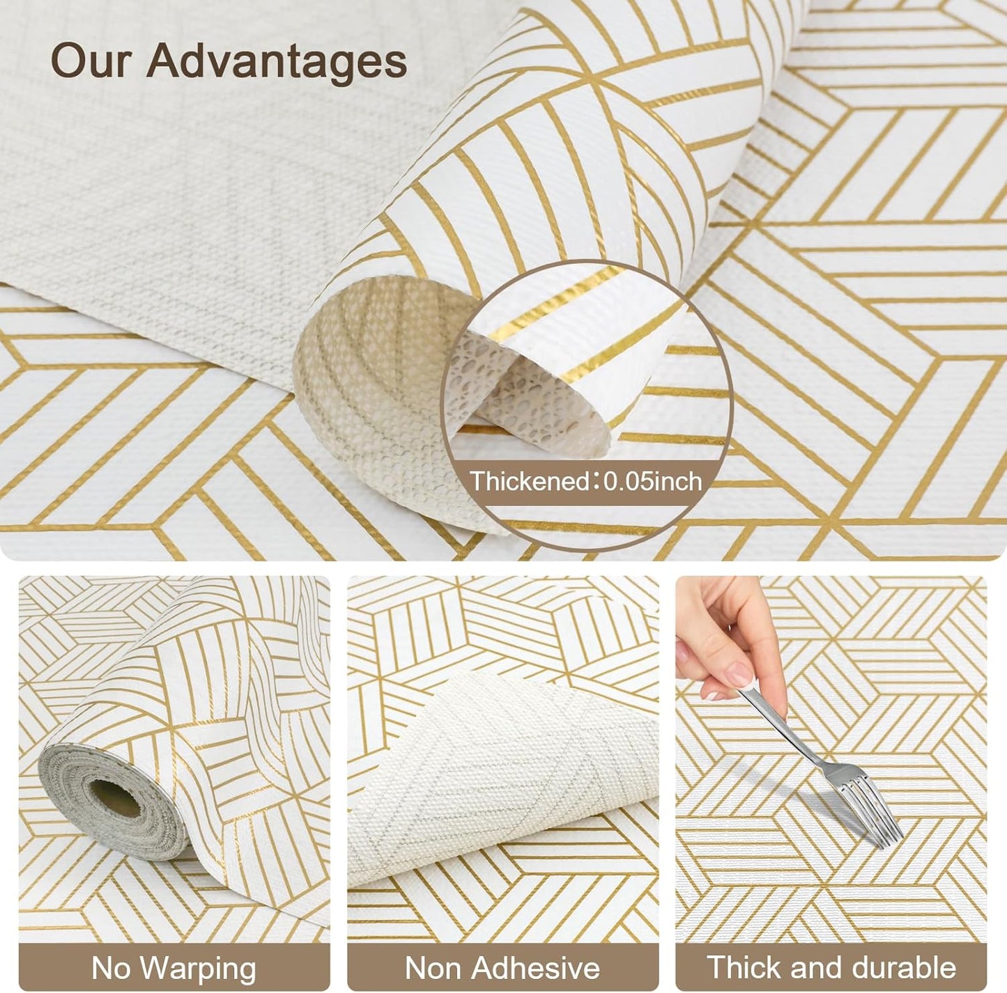 OcePor Non-Adhesive Drawer and Shelf Liner 17.5IN x 20FT, Non-Slip Kitchen Cabinet Liner Non-Adhesive Thick Strong Grip Waterproof Washable 17.5" x 20'