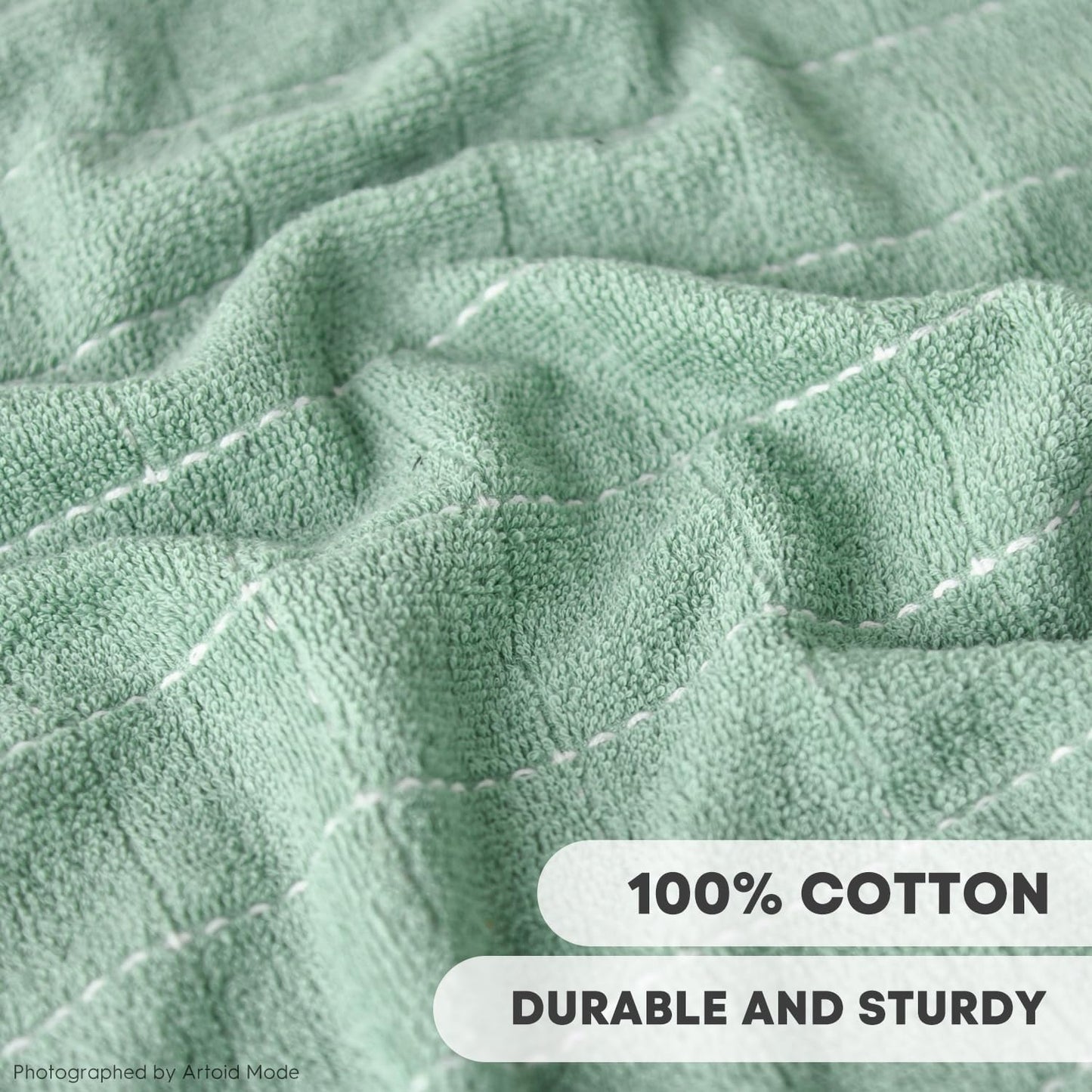 Artoid Mode Checkered Designed Cotton Light Green Terry Kitchen Dish Towels, 15x25 Inch Soft Absorbent Quick Drying Cleaning Tea Towels Set of 4