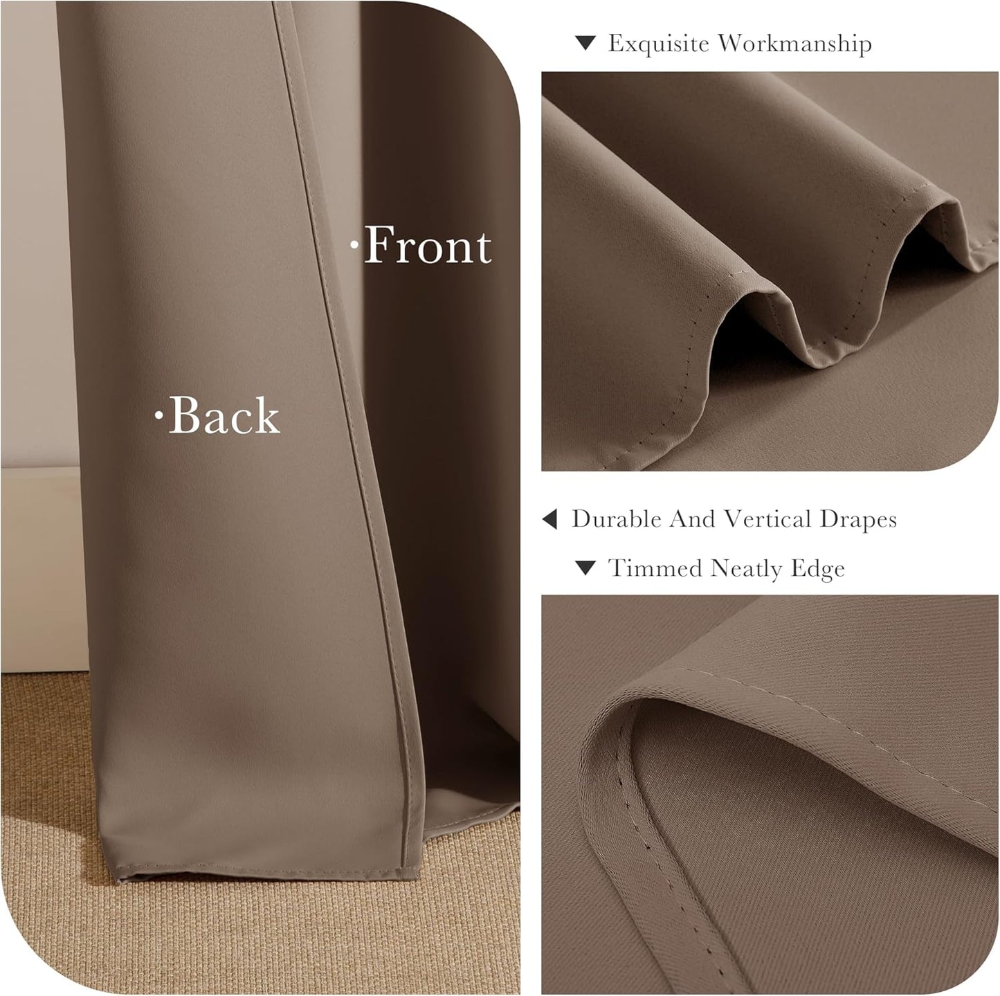 PONY DANCE Blackout Curtain Panels - Window Treatments Room Darkening Thermal Insulated Drapery with Grommets for Living Room Bedroom, W 55" x L 94", Chocolate Brown, 2 Pieces