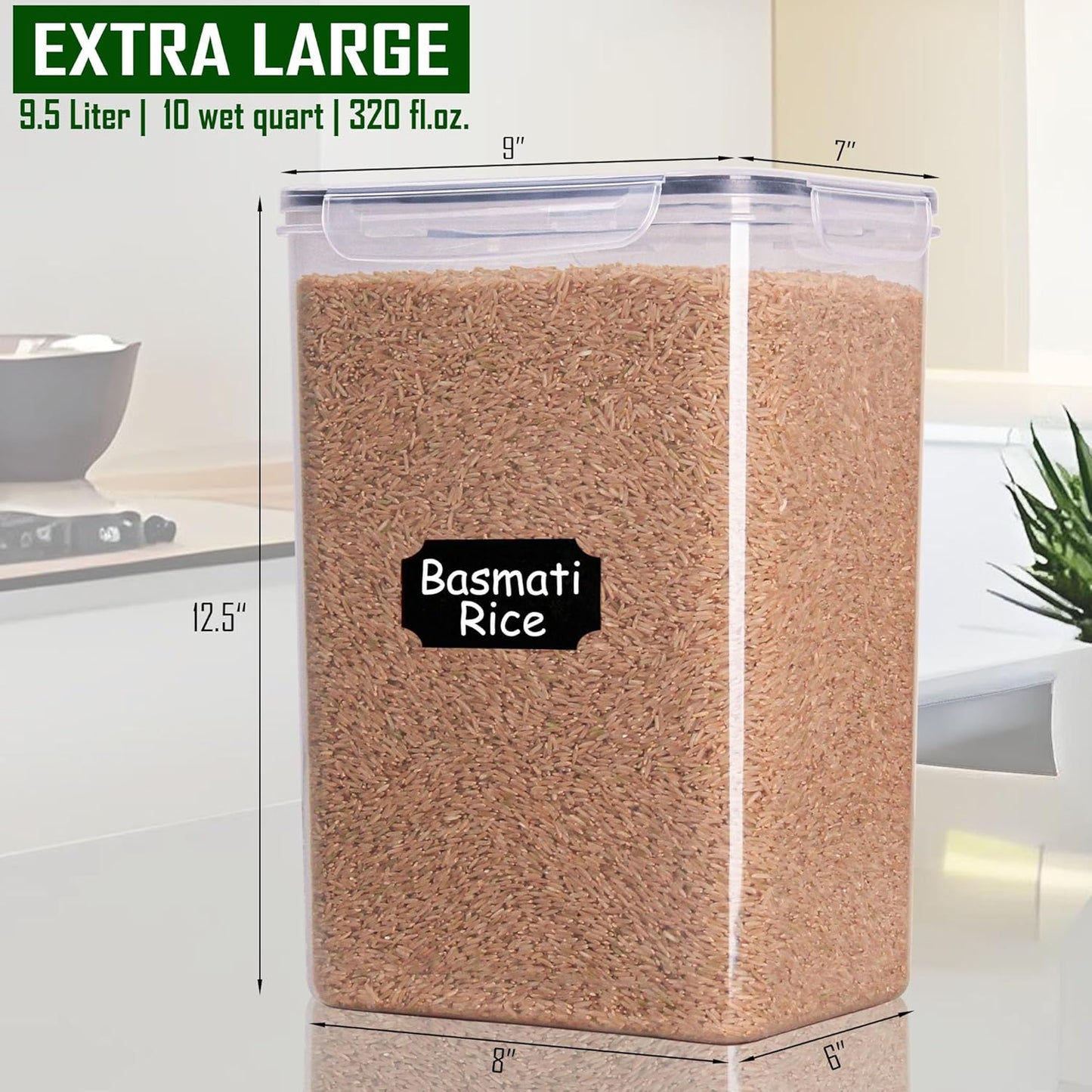 [2PC] 9.5L | 10 qt | 320 Oz Extra Large Airtight Food Storage Containers with Lids, Kitchen & Pantry Organizers and Storage Clear Plastic, Bulk Flour Sugar Canister Set -Wide Deep Leakproof & BPA Free