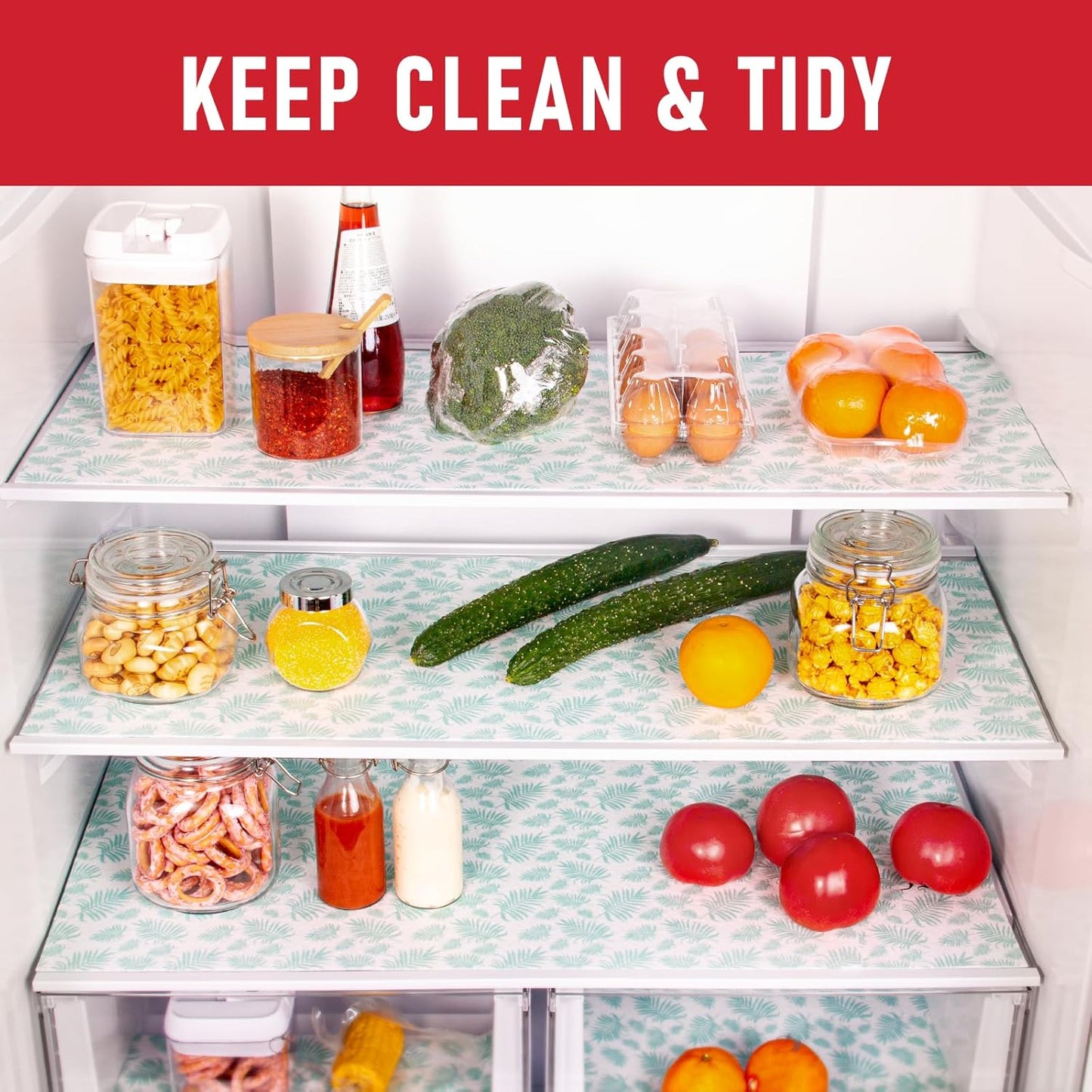 Cooyes Absorbent Refrigerator Liners, Non Slip Fridge Bin Liners and Mats Washable, Refrigerator Shelf Liner for Glass Shelves and Kitchen Cabinet Drawer, 12 Pack, 12" × 24"